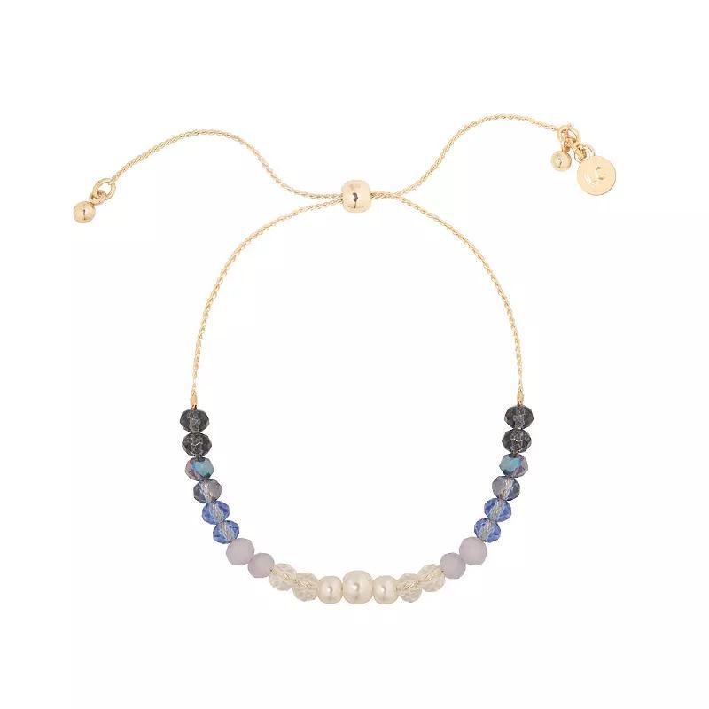 LC Lauren Conrad Gold Tone Ombre Beaded Pull-Tie Bracelet, Womens, Blue Product Image