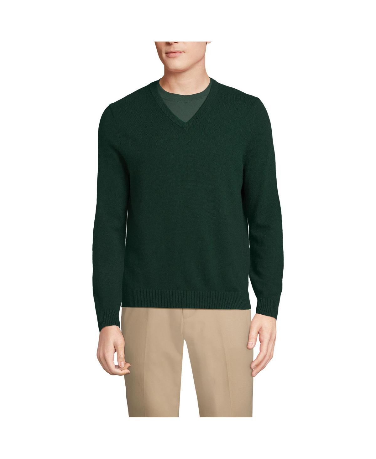 Mens Lands End Fine-Gauge Cashmere V-neck Sweater Product Image