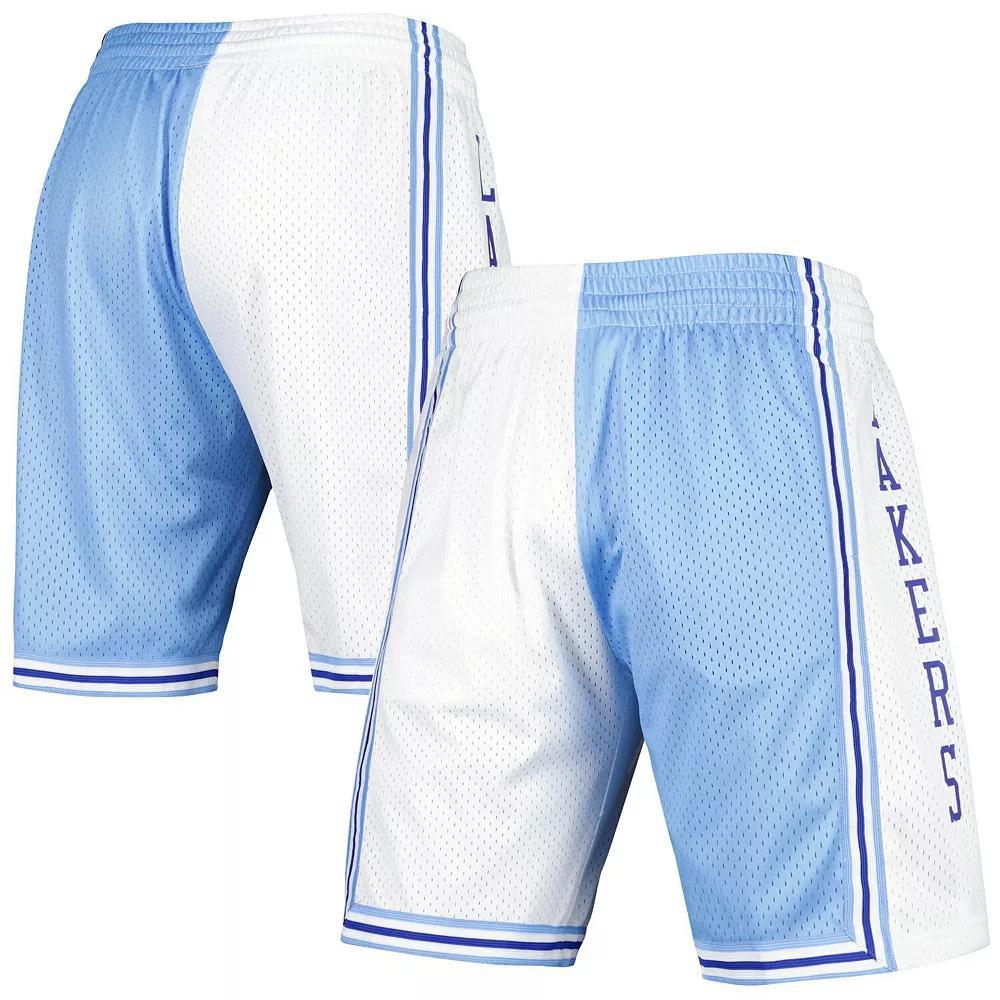Men's Mitchell & Ness Powder Blue/White Los Angeles Lakers Hardwood Classics 1996 Split Swingman Shorts, Size: 3XL, Light Product Image