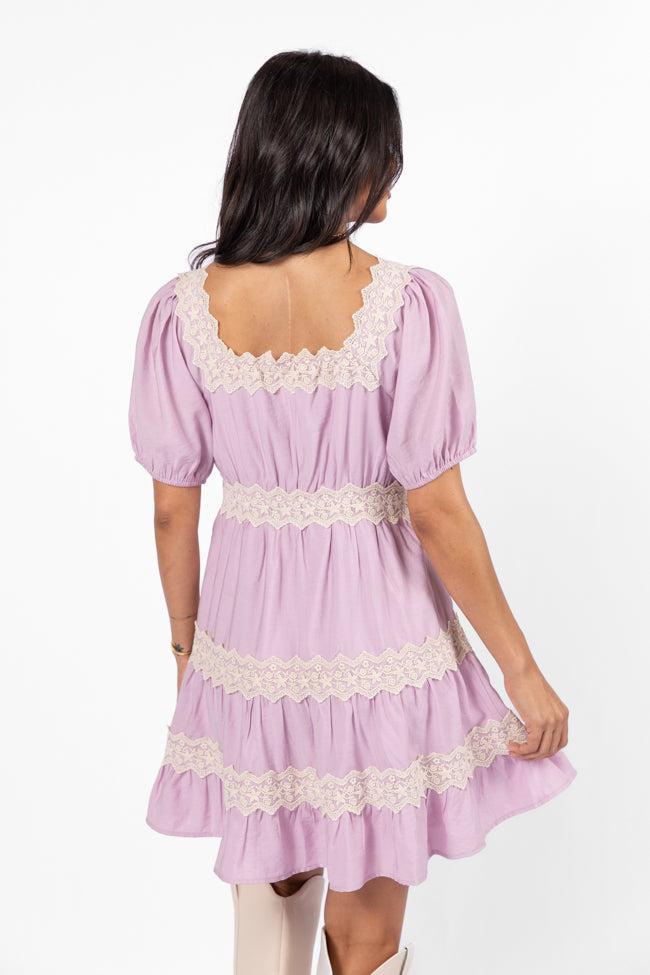 Savor This Feeling Pink Lace Trim Mini Dress FINAL SALE Product Image