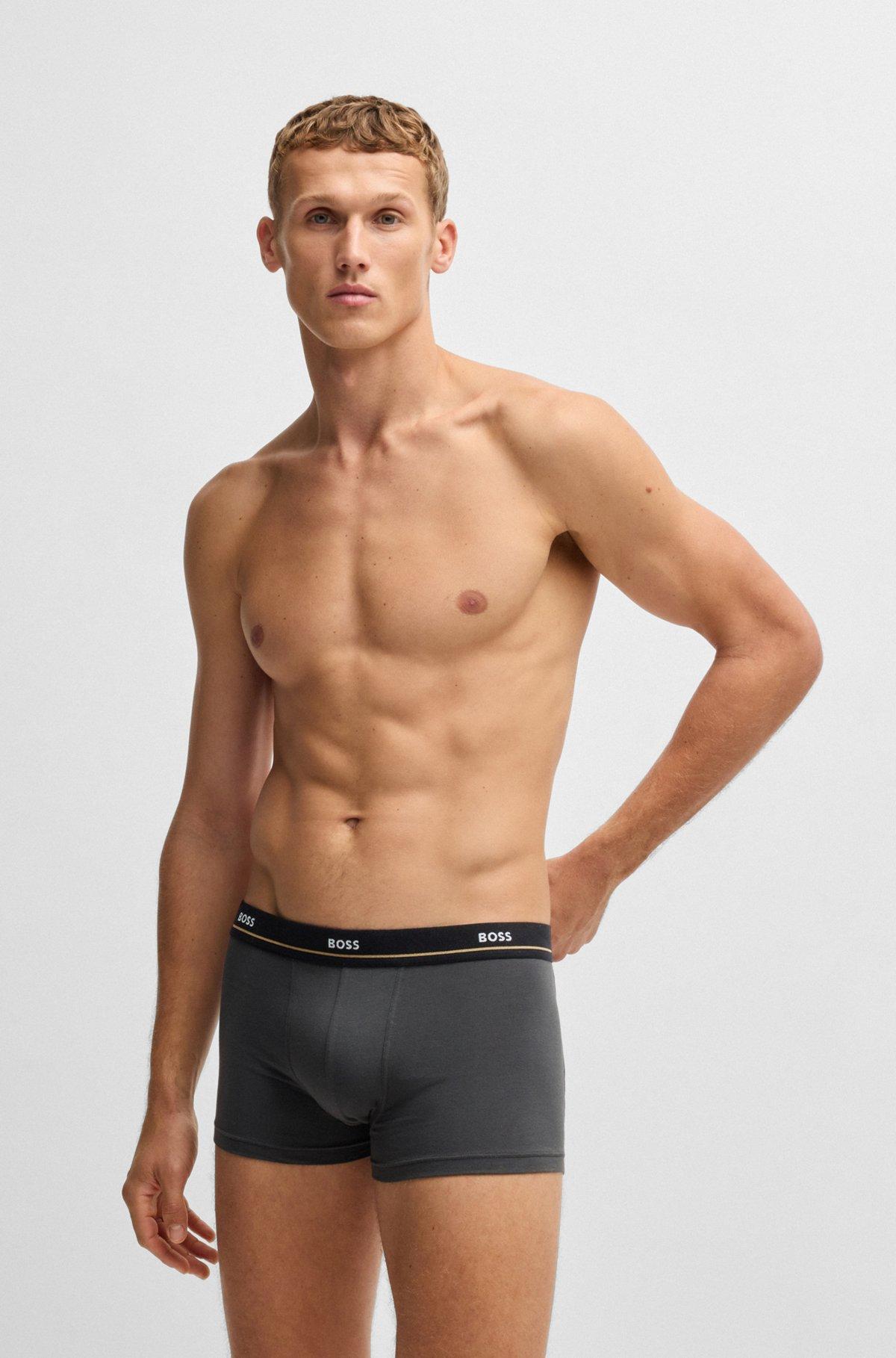 Three-pack of stretch-cotton trunks with logo waistbands Product Image