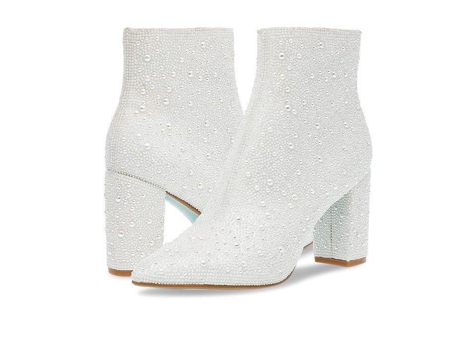 Blue by Betsey Johnson Cady Pearl Embellished Block Heel Booties Product Image