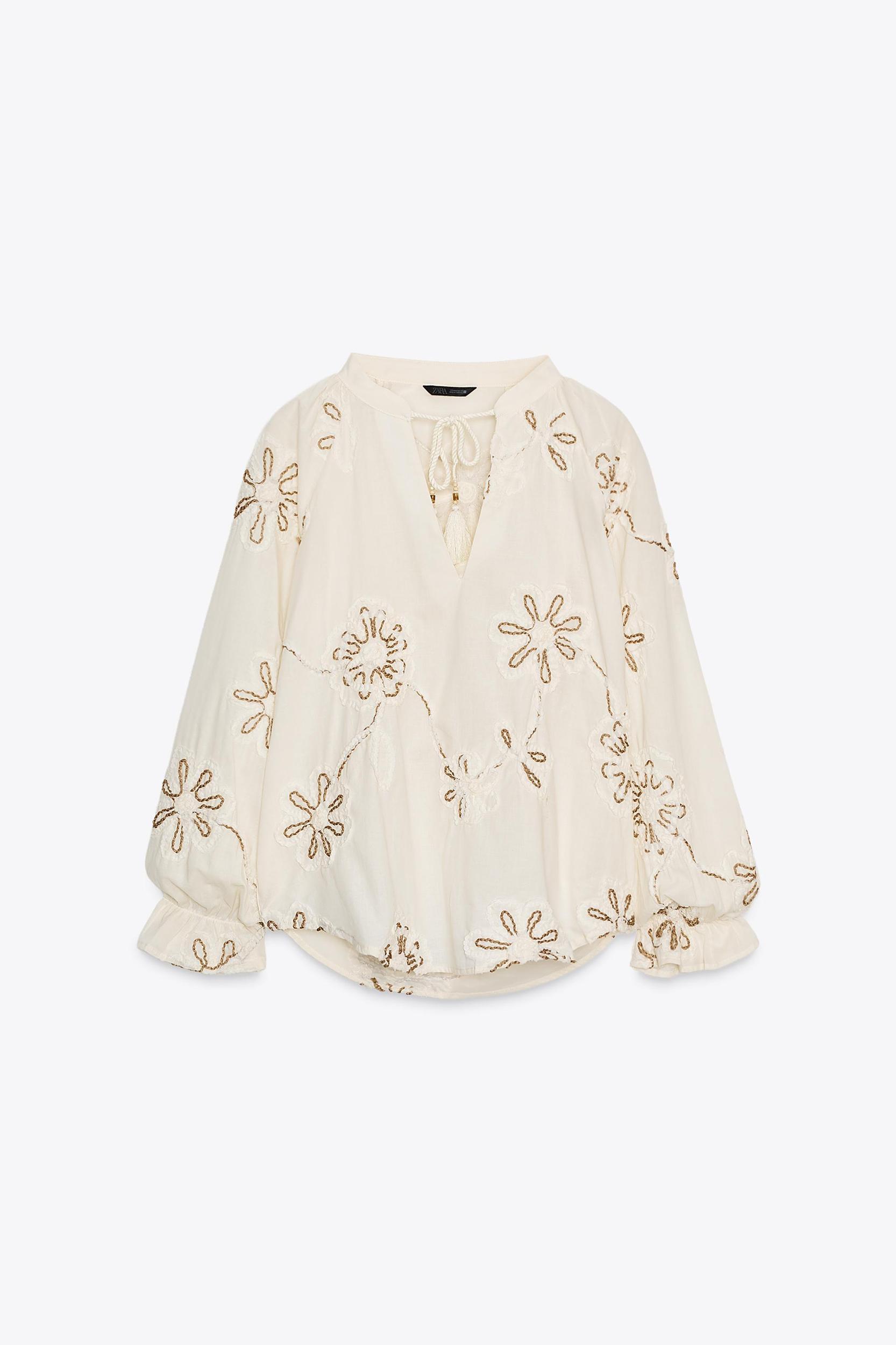 TEXTURED EMBROIDERED BLOUSE Product Image