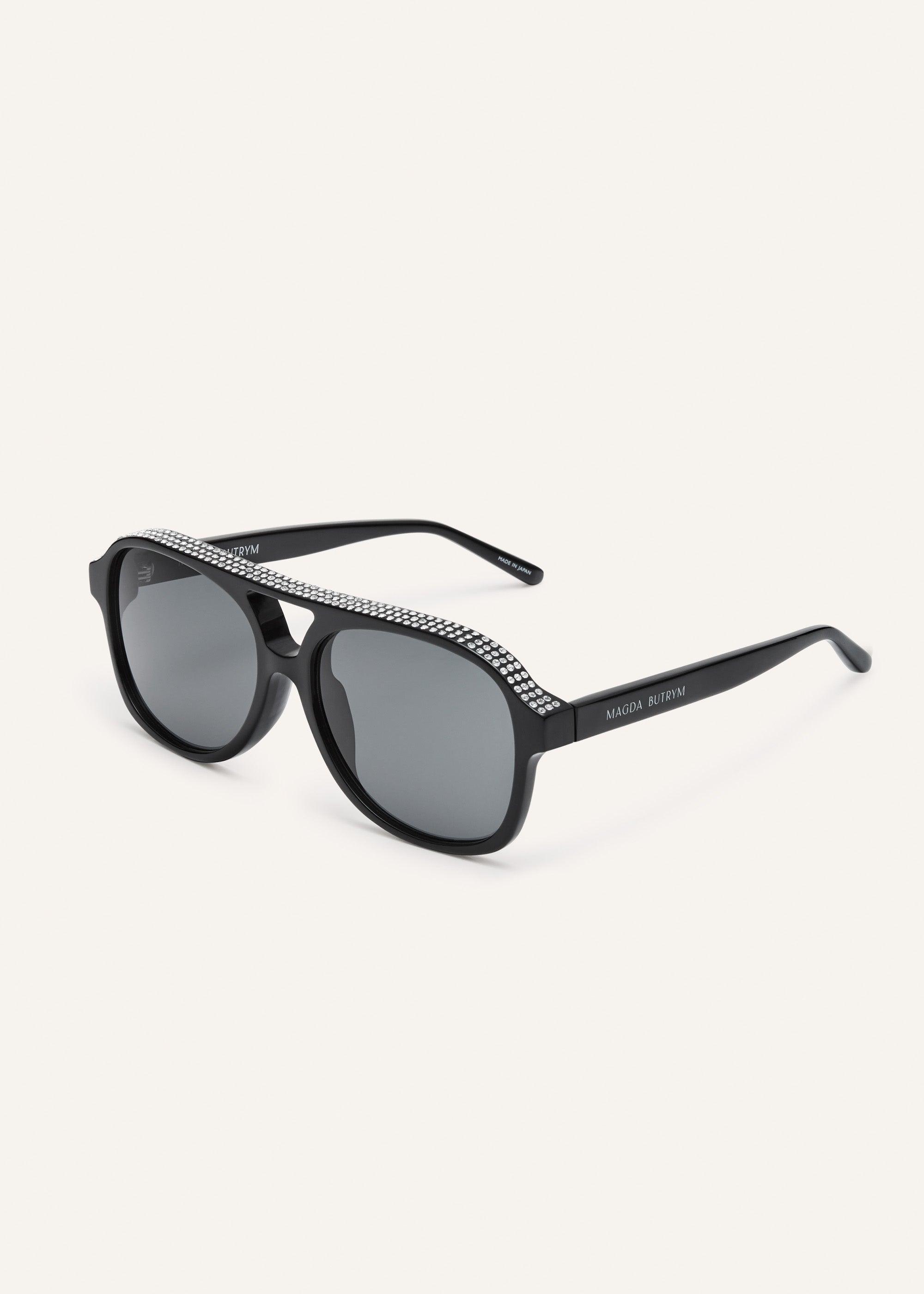 Aviator sunglasses in black crystals Product Image