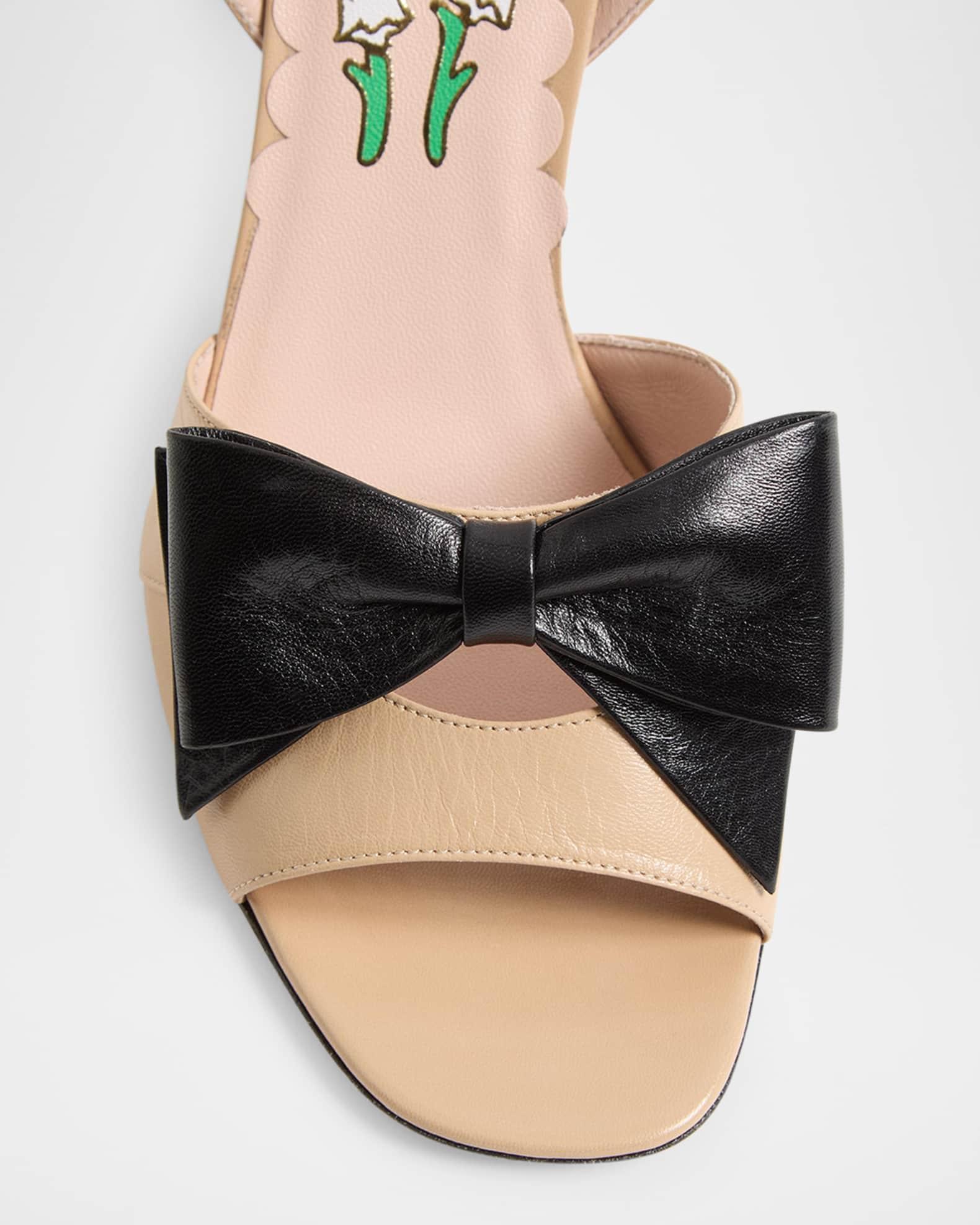 Bowow Leather Bow Ankle-Strap Sandals Product Image