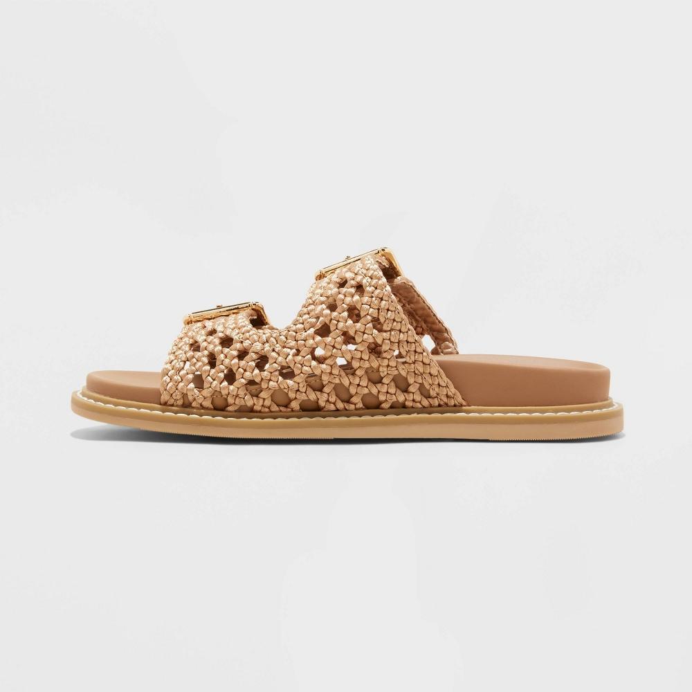 Women's Kylie Crochet Footbed Sandals - Universal Thread™ Tan Product Image