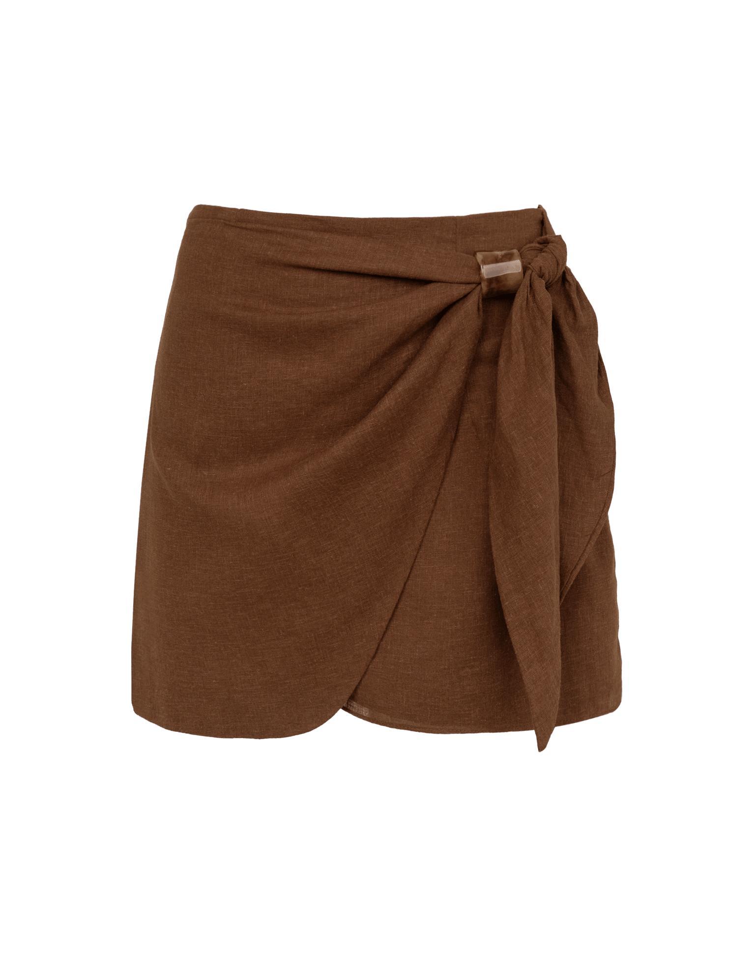 Luna Mini Skirt - Brown Product Image