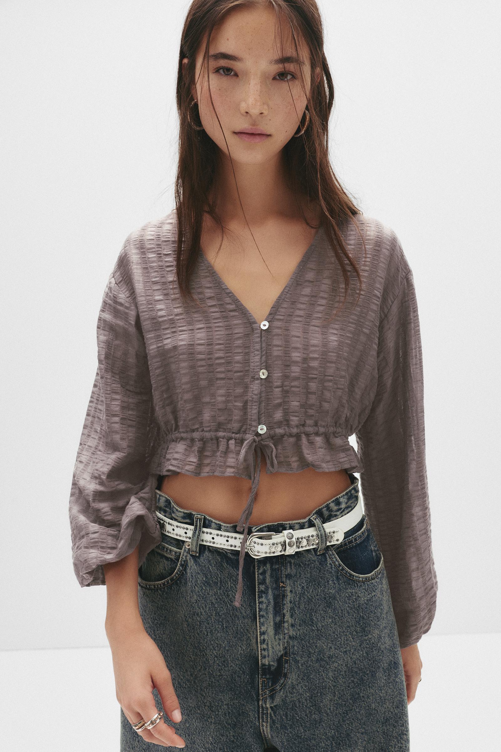 Textured striped shirt Product Image