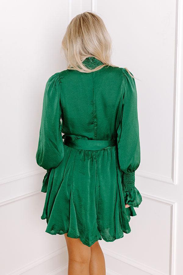 Prosecco Splash Mini Dress In Hunter Green Product Image