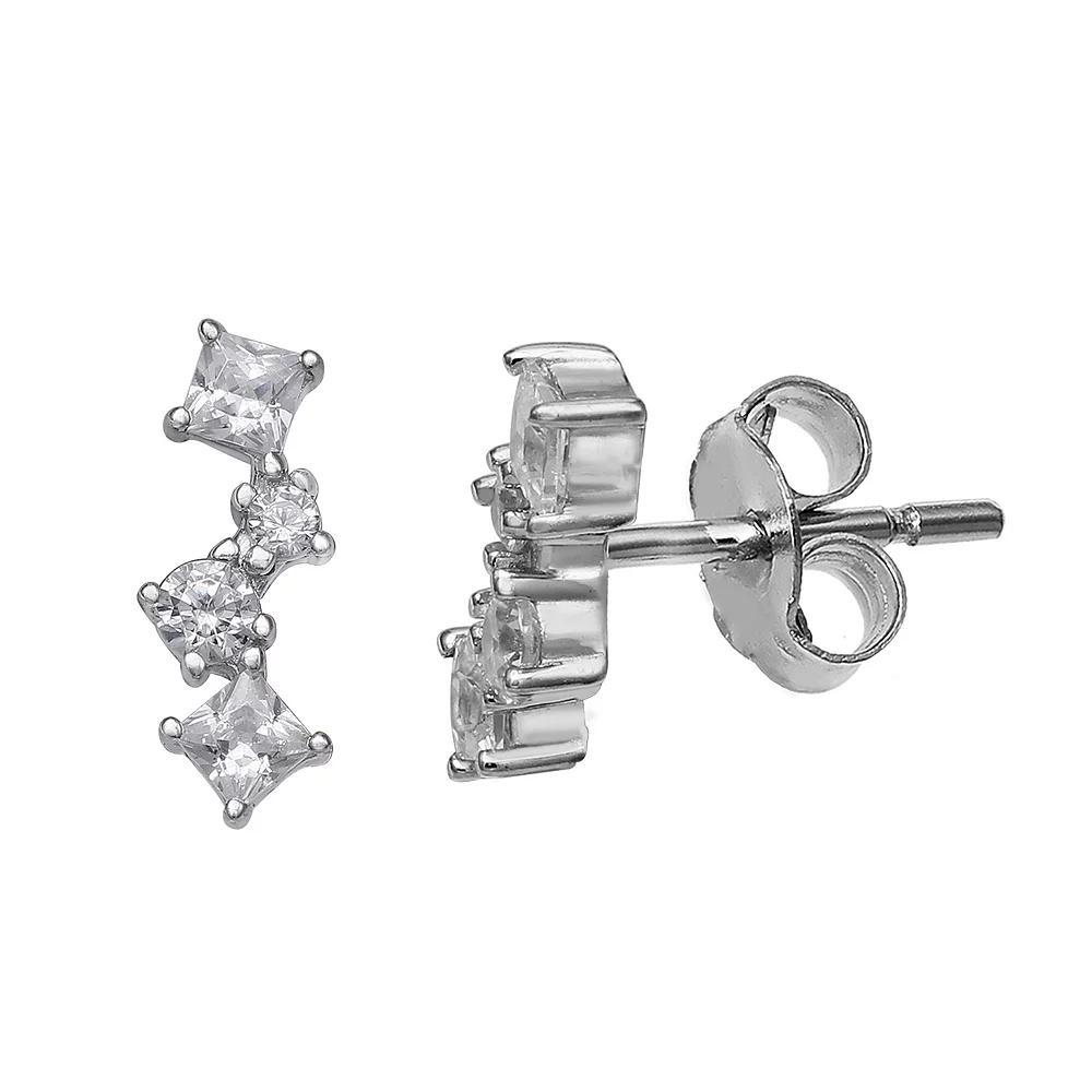 PRIMROSE Sterling Silver Cubic Zirconia Cluster Stud Earrings, Women's, Silver Tone Product Image