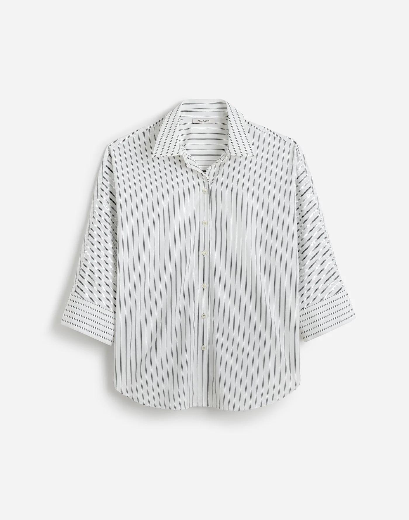 Poplin Oversized Button-Up Shirt in Stripe Product Image