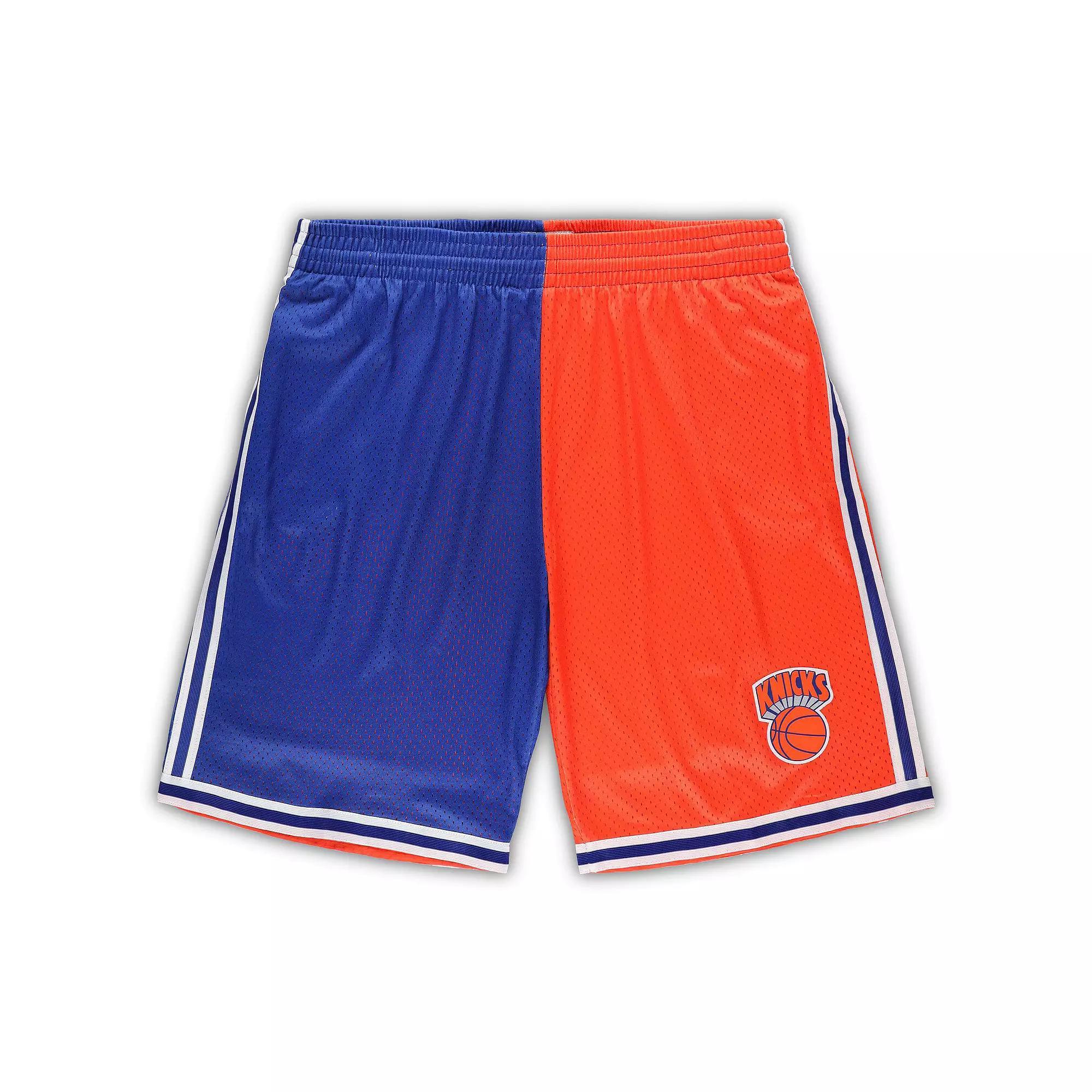 Men's Mitchell & Ness Blue/Orange New York Knicks Big & Tall Hardwood Classics Split Swingman Shorts, Size: 3XB Product Image