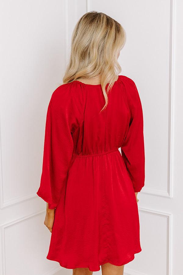 Sweetest Secret Front Tie Dress In Red Product Image