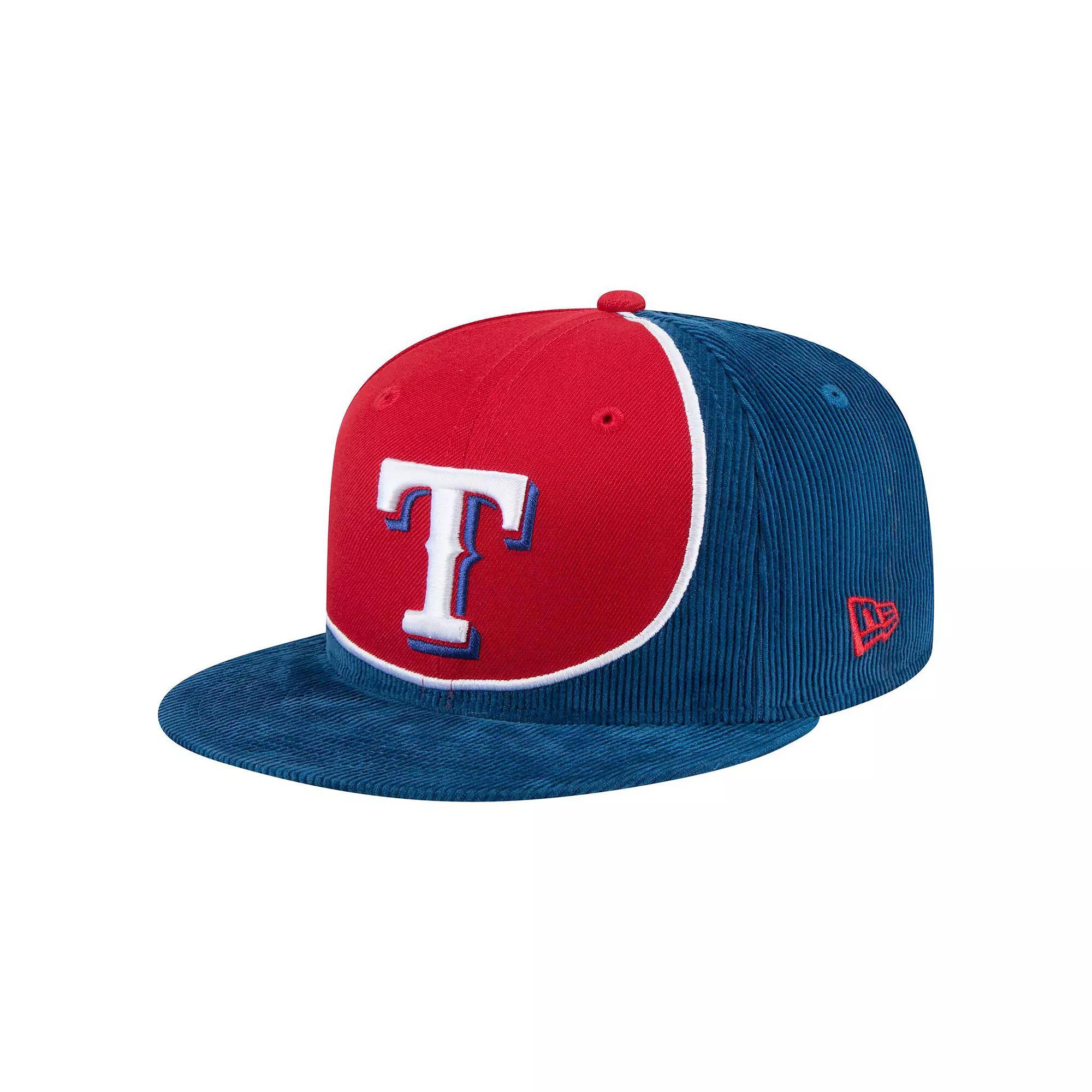 Men's New Era Royal/Red Texas Rangers Retro Split Corduroy Snapback Hat, Blue Product Image