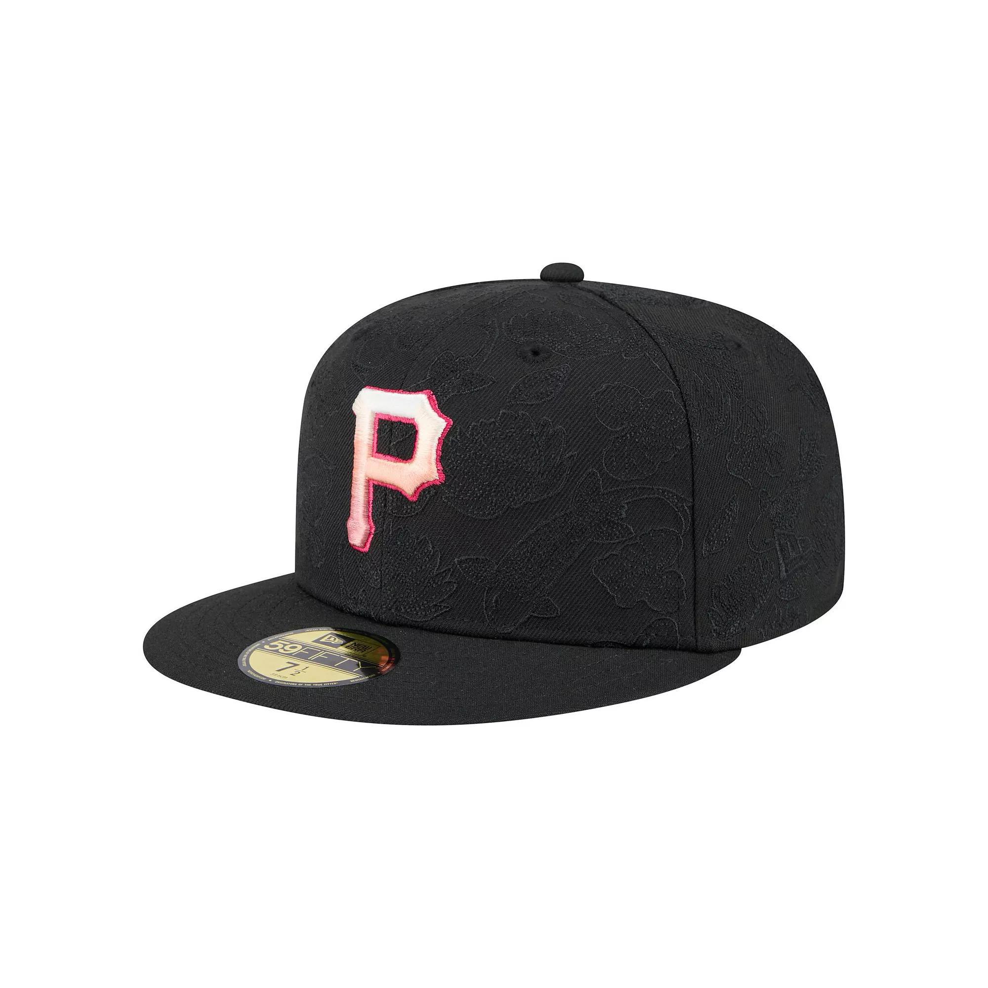 Men's New Era Black Pittsburgh Pirates Tonal Koi 59FIFTY Fitted Hat, Size: 7 1/8 Product Image
