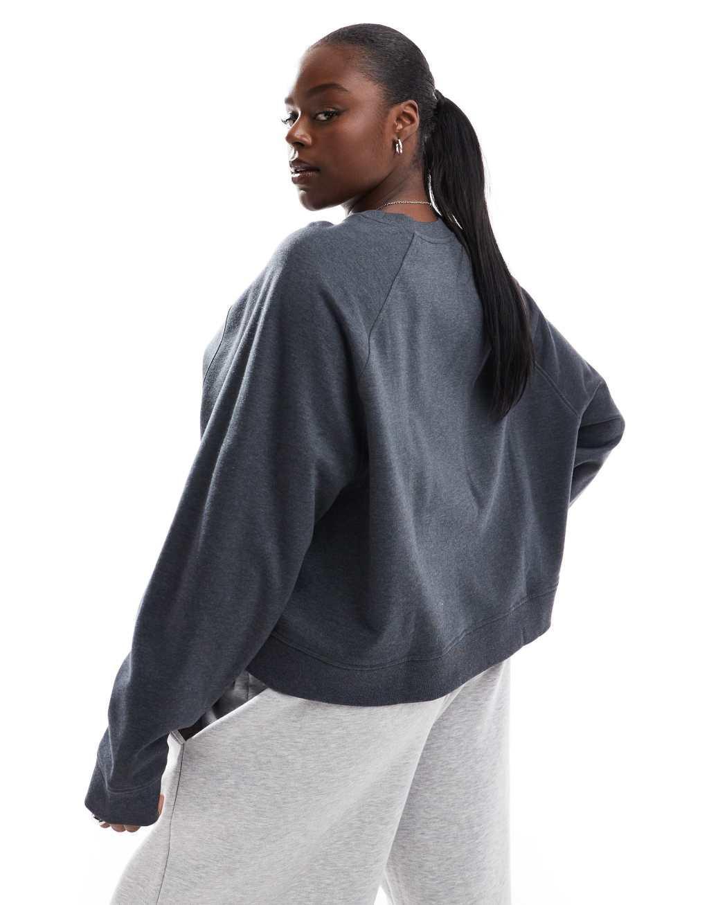 ASOS DESIGN Curve oversized sweatshirt with raglan detail in charcoal Product Image