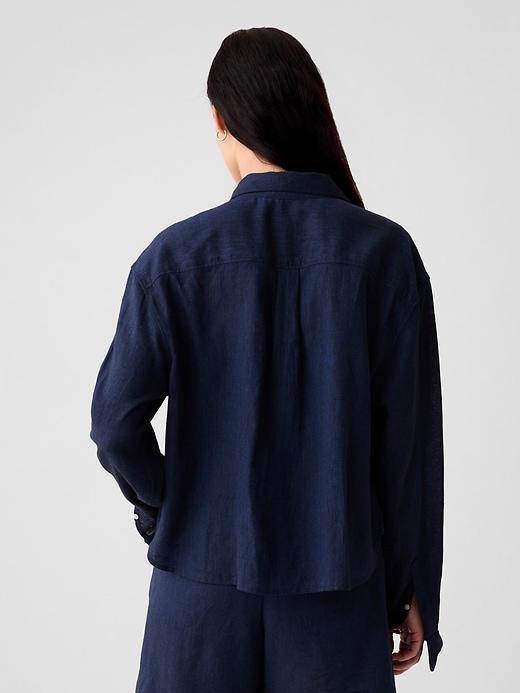 100% Linen Cropped Shirt Product Image