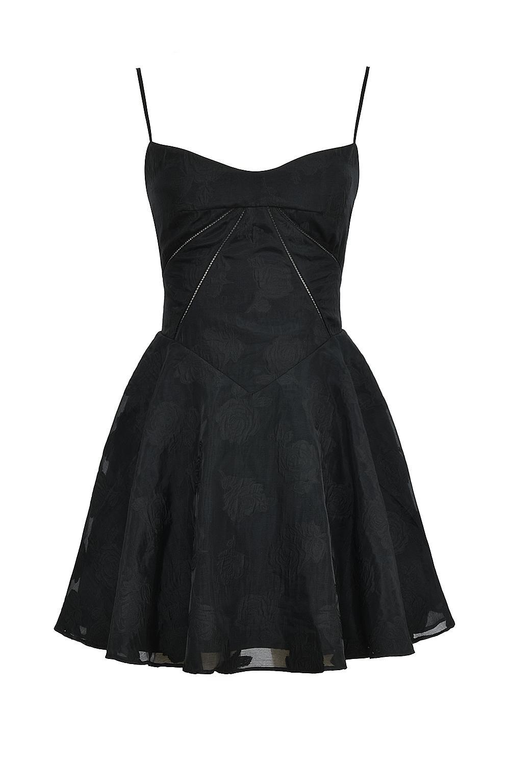 Serenita Black Floral Lace Back Mini Dress Product Image