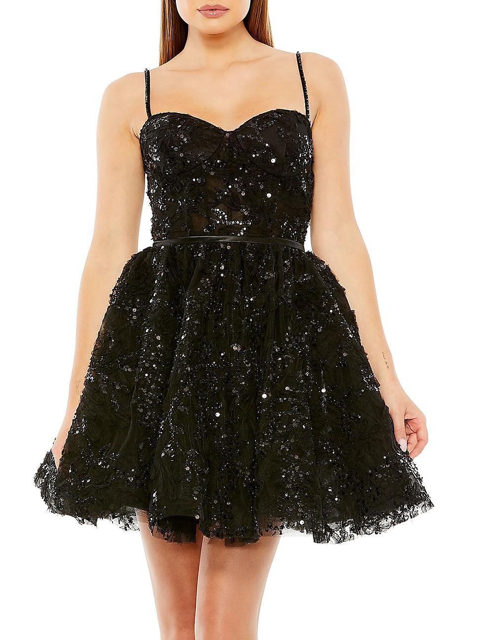 Womens Sequin-Embellished Bustier Minidress Product Image