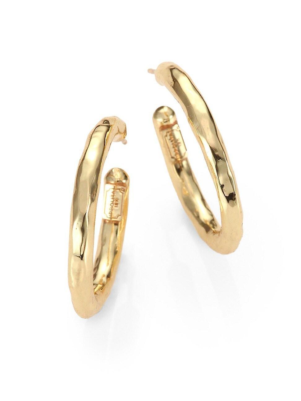 Classico Small 18K Yellow Gold Hammered Hoop Earrings Product Image