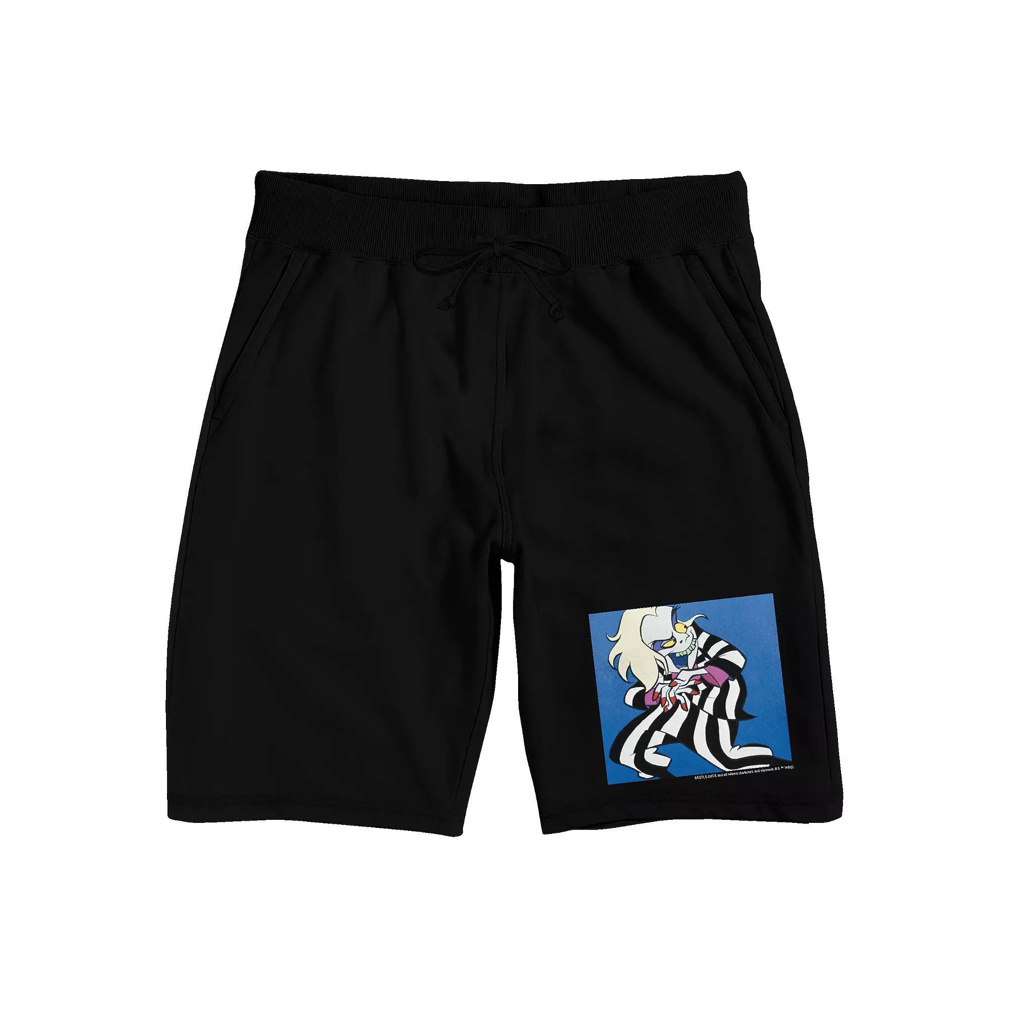 Men's Beetlejuice Blue Sleep Shorts, Size: Medium, Black Product Image