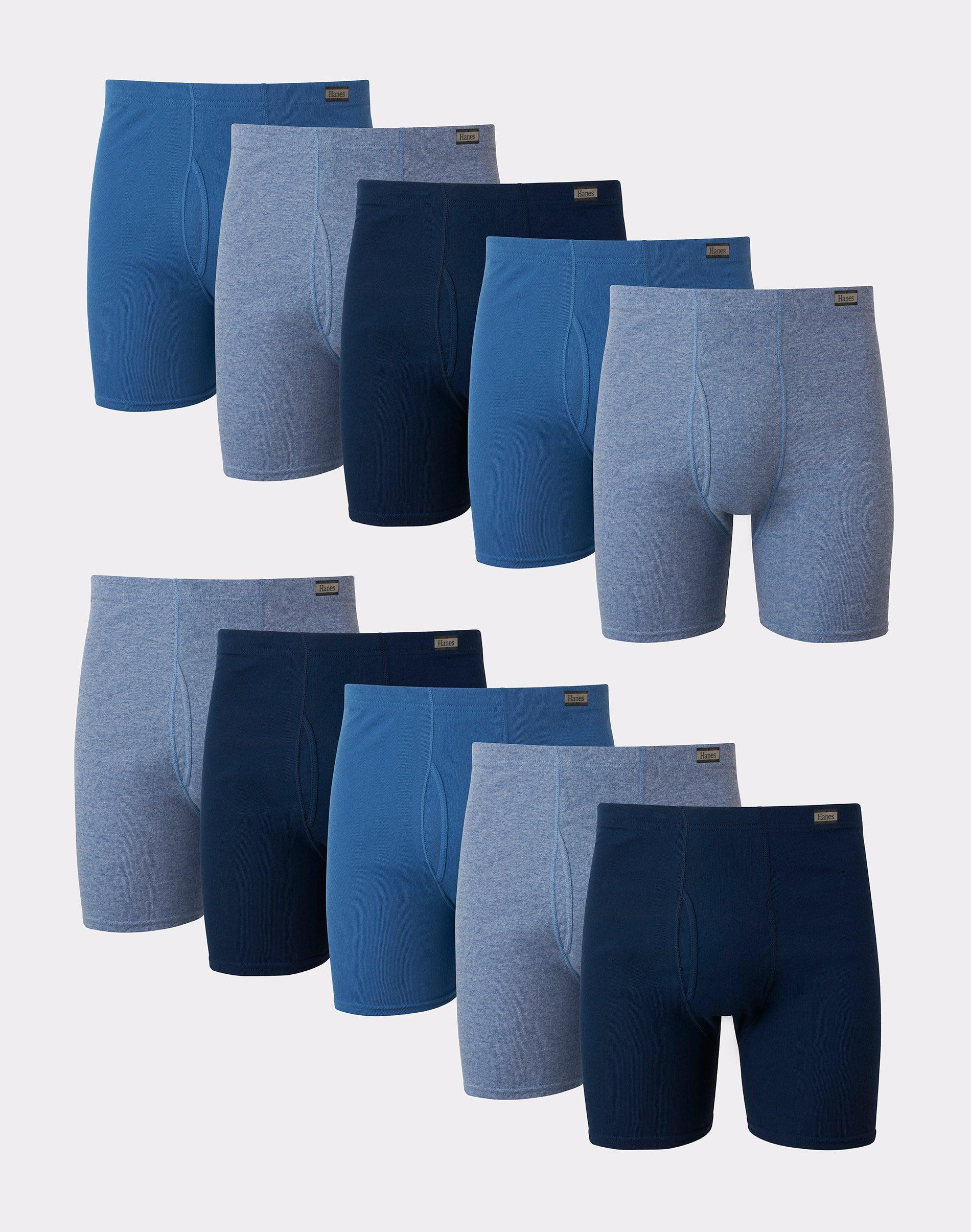 Hanes Mens Boxer Brief Super Value Pack, ComfortSoft Waistband, Assorted Blues, 10-Pack XL Product Image