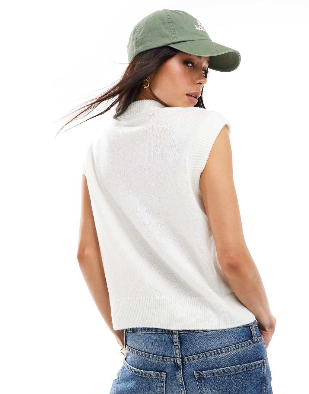 Miss Selfridge knitted tank in cream Product Image