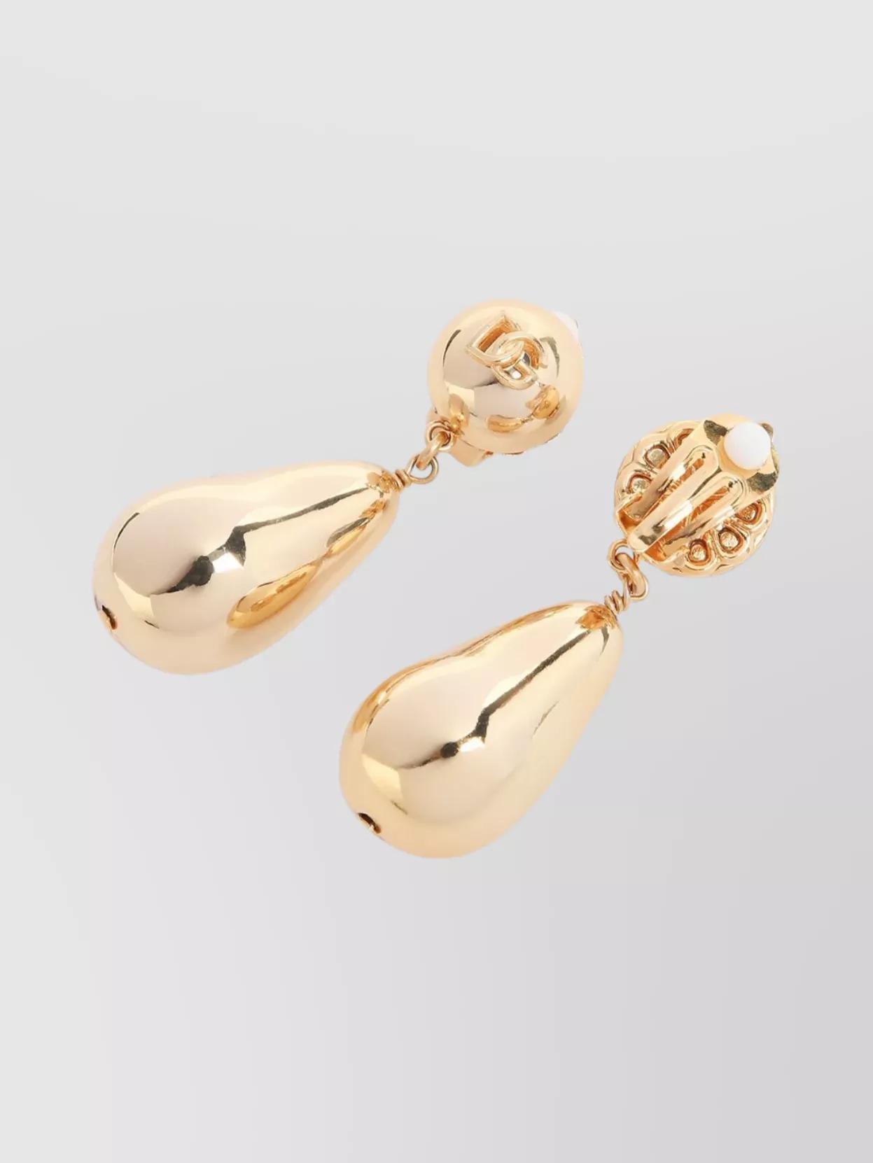 DOLCE & GABBANA Brass Drop Clips Earrings In Yellow Product Image