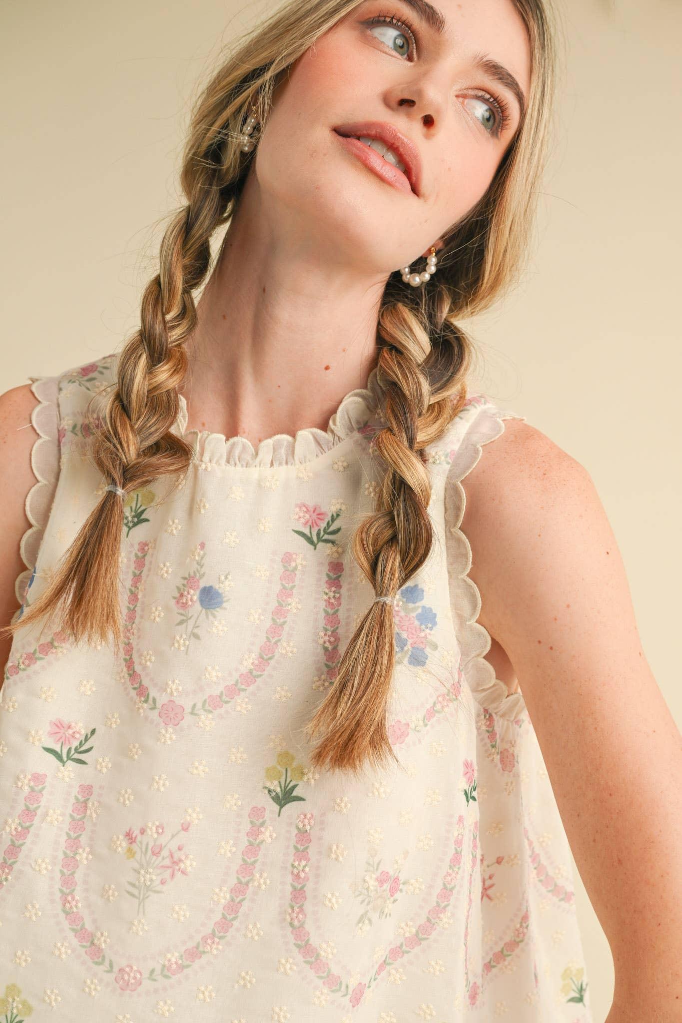 Embroidered Babydoll Top Product Image