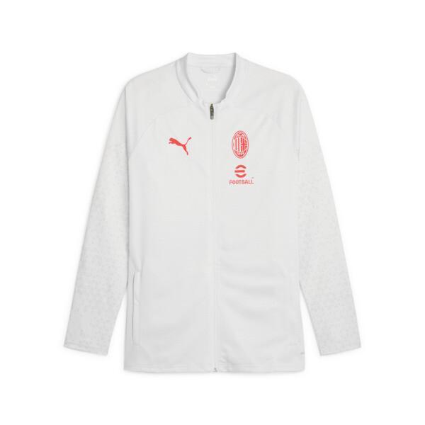 PUMA AC Milan Mens Soccer Training Jacket in Feather Grey/For All Time Red Product Image