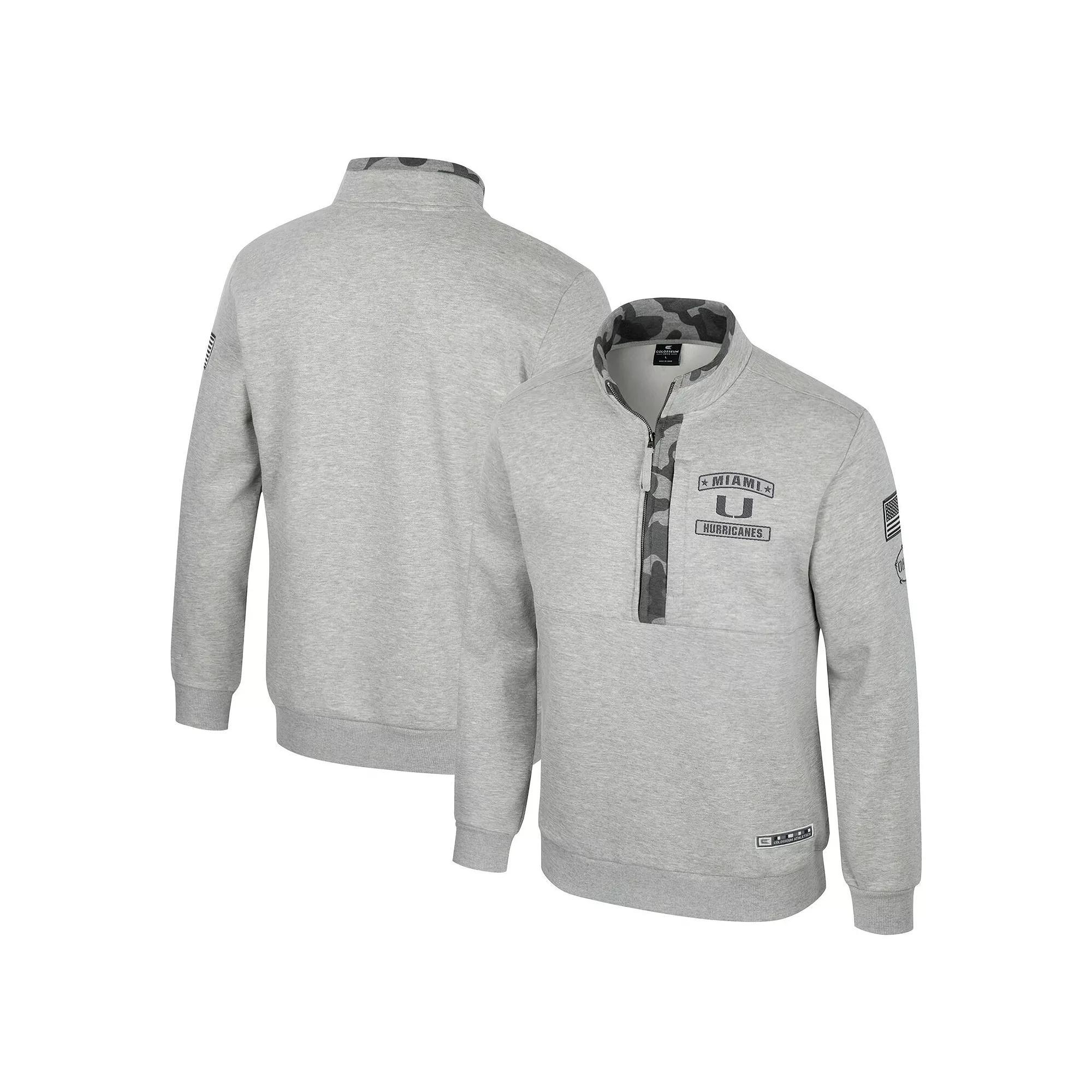 Men's Colosseum Heather Gray Nebraska Huskers OORAH OHT Military Appreciation Fleece Quarter-Zip Jacket, Size: Large, Grey Product Image