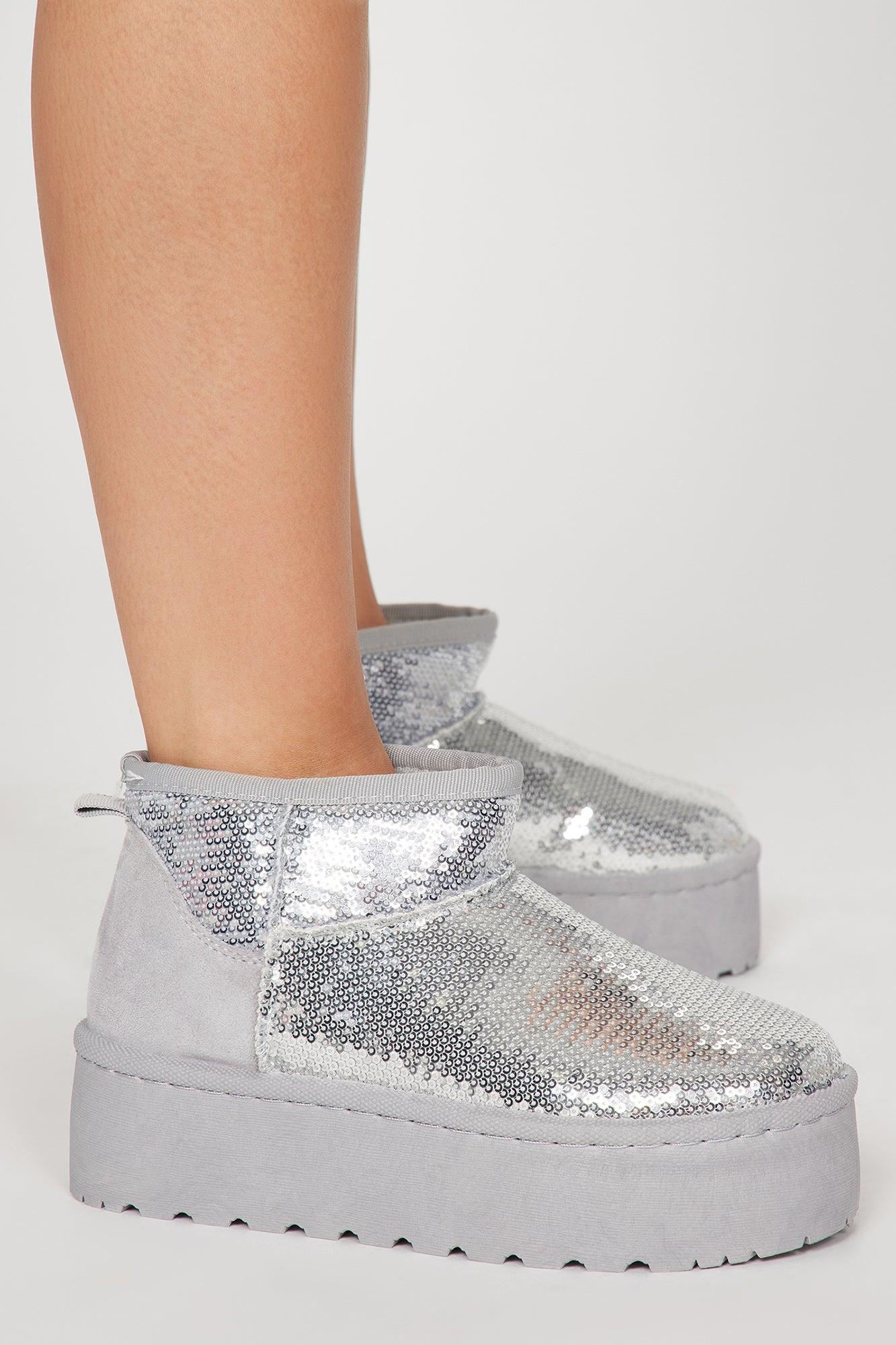 Eliza Sequin Booties - Silver Product Image