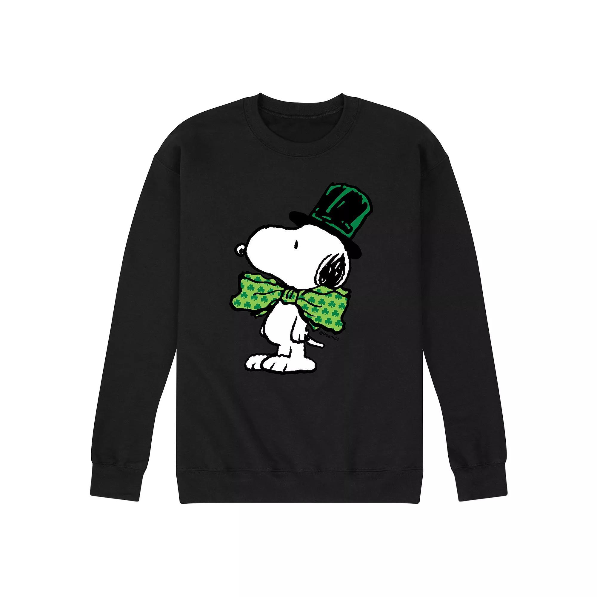 Men's Peanuts St Paddy's Bowtie Fleece Sweatshirt, Size: XXL, Black Product Image