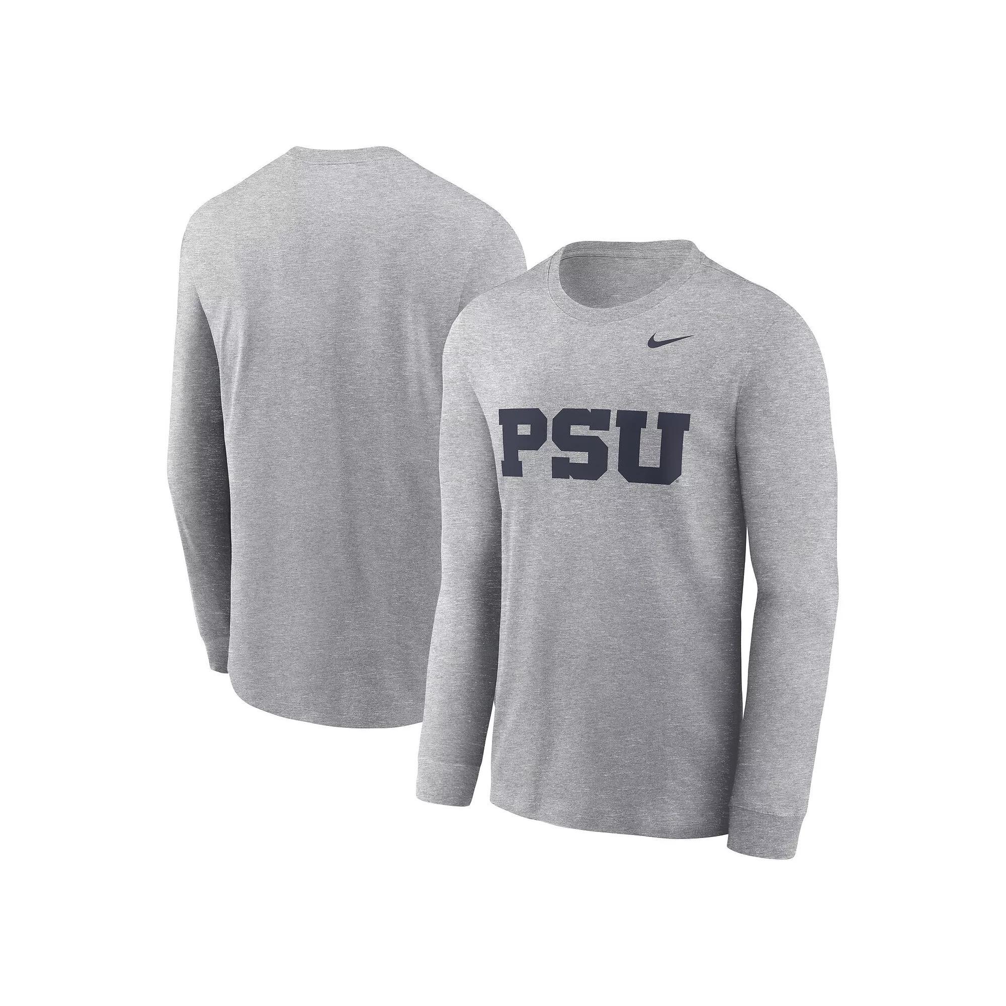 Men's Nike Heather Gray Penn State Nittany Lions Alternate Logo Long Sleeve T-Shirt, Size: 2XL, Grey Product Image