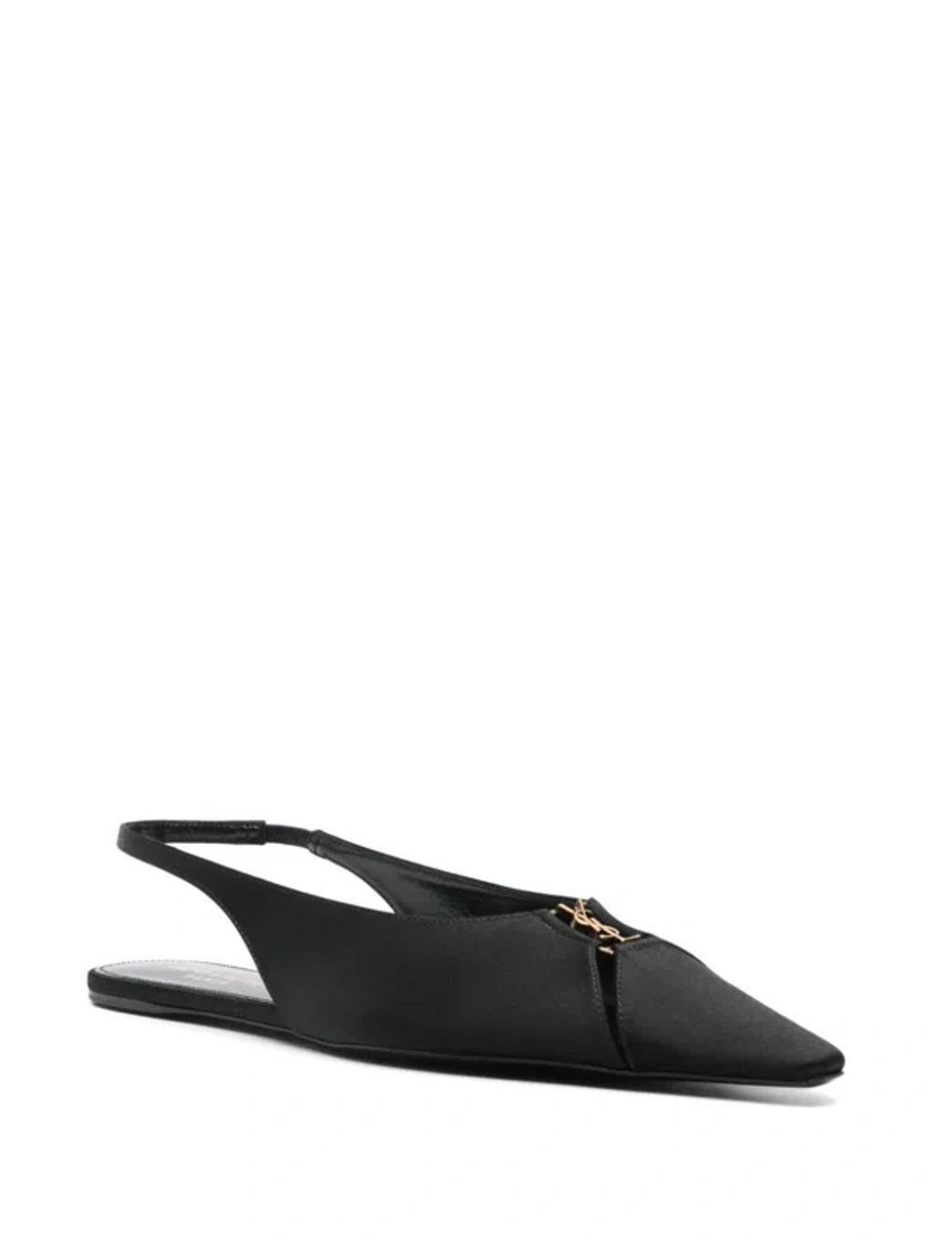 SAINT LAURENT Babylone Slingback Flats In Black Product Image