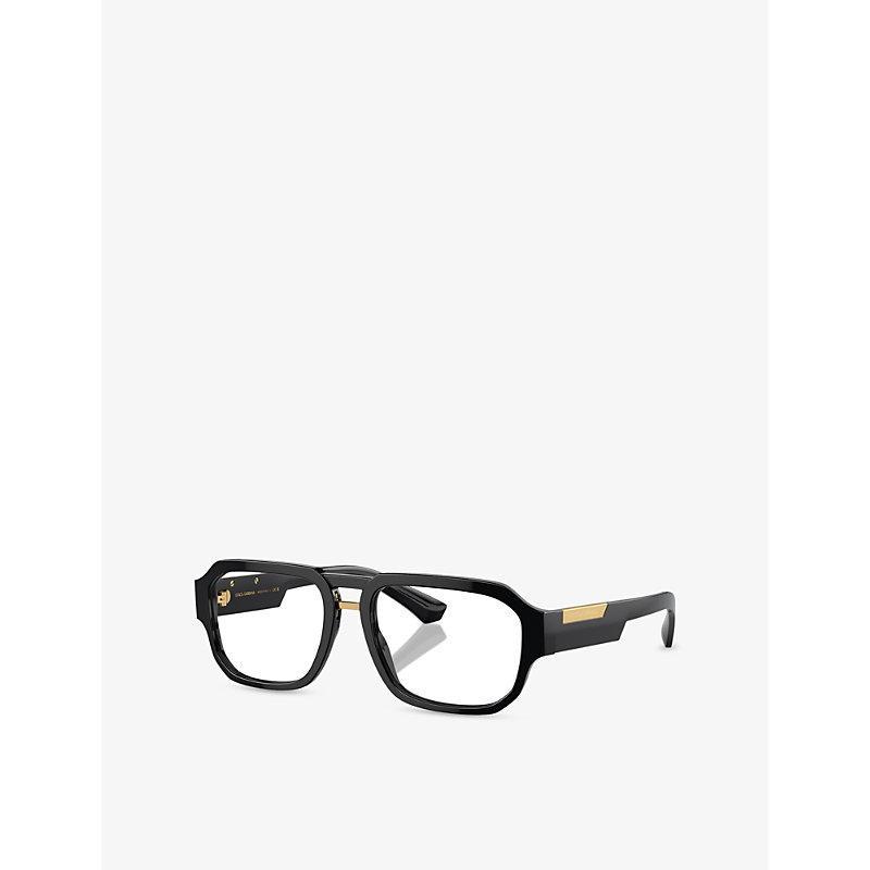 DOLCE & GABBANA Womens Black Dg3389 Pilot-frame Acetate Optical Glasses Product Image