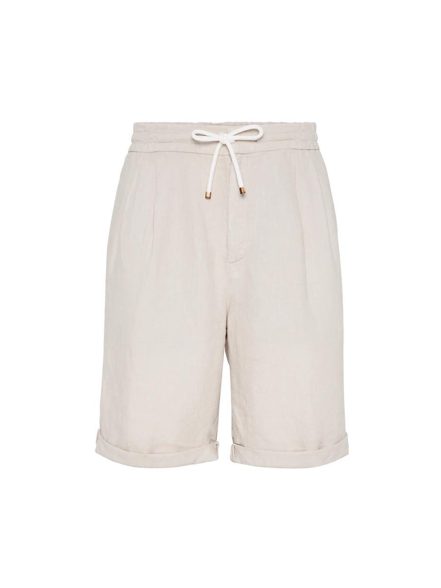 Mens Garment Dyed Bermuda Shorts in Linen Gabardine Product Image