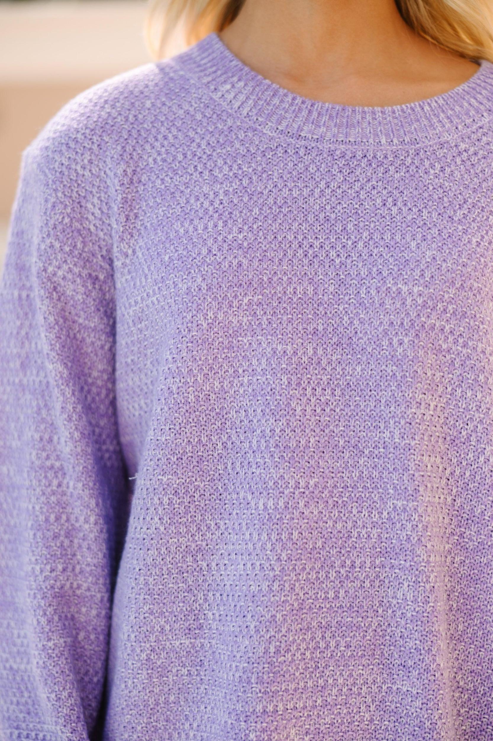 The Slouchy Lavender Purple Bubble Sleeve Sweater Female Product Image