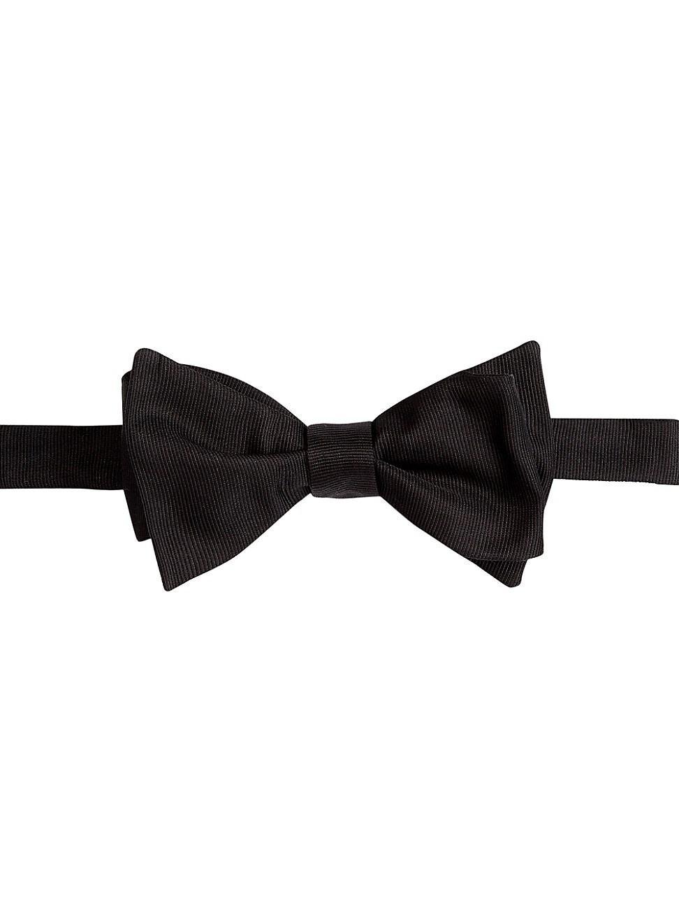 Mens Silk Grosgrain Bow Tie, Black Pattern Product Image