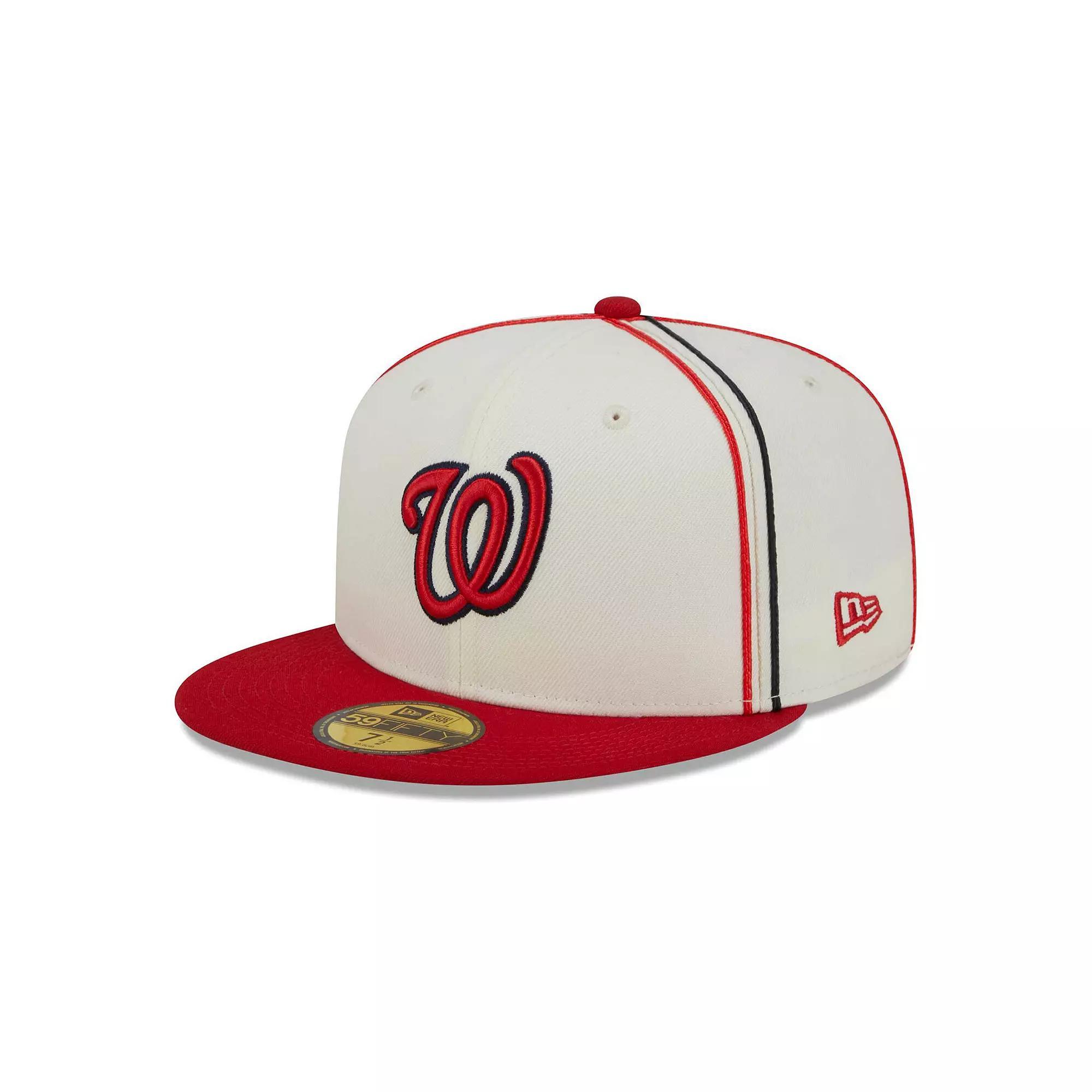 Men's New Era  Cream/Red Washington Nationals Chrome Sutash 59FIFTY Fitted Hat, Size: 7 1/4, Beige Product Image