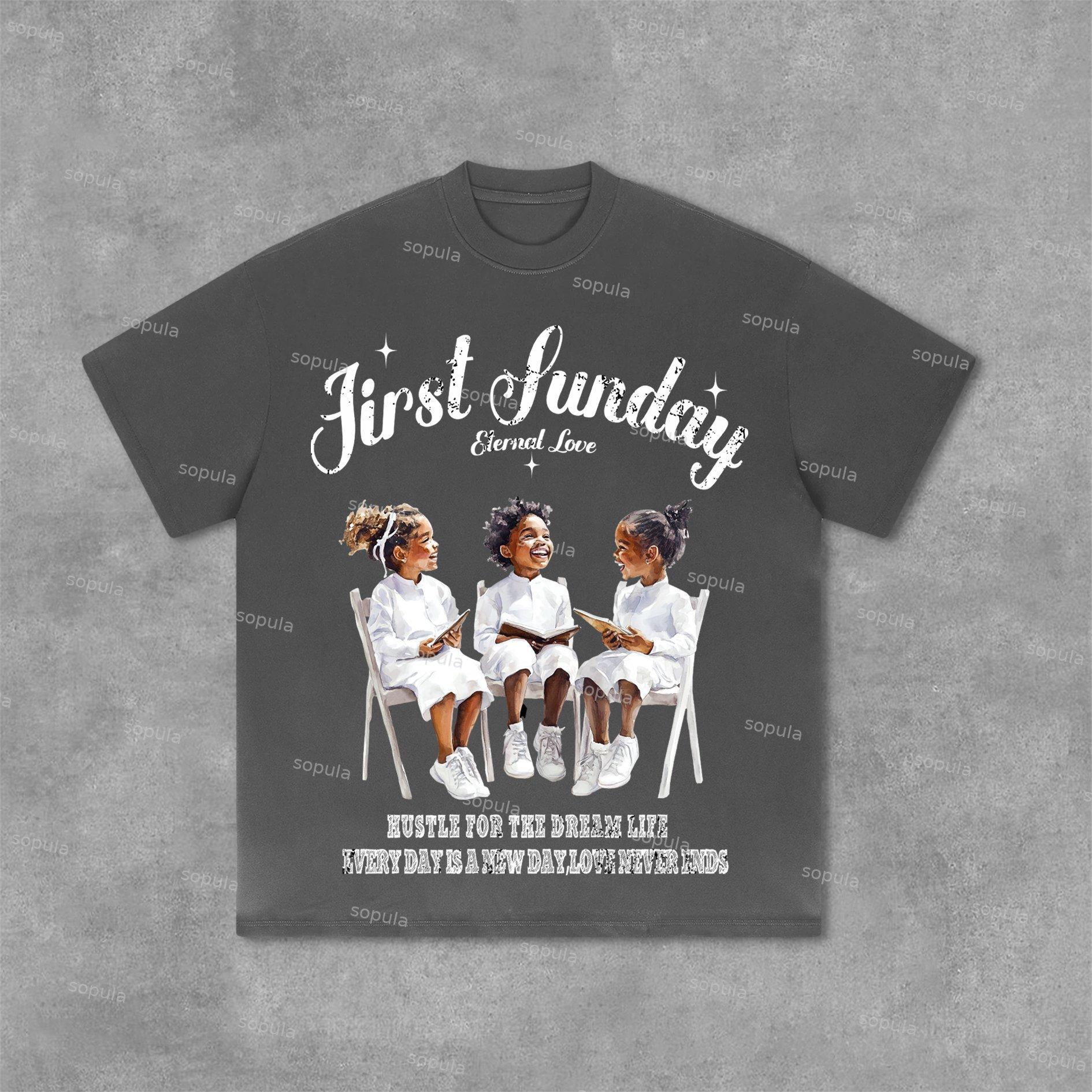Sopula First Sunday Graphics Print Cotton T-Shirt Product Image