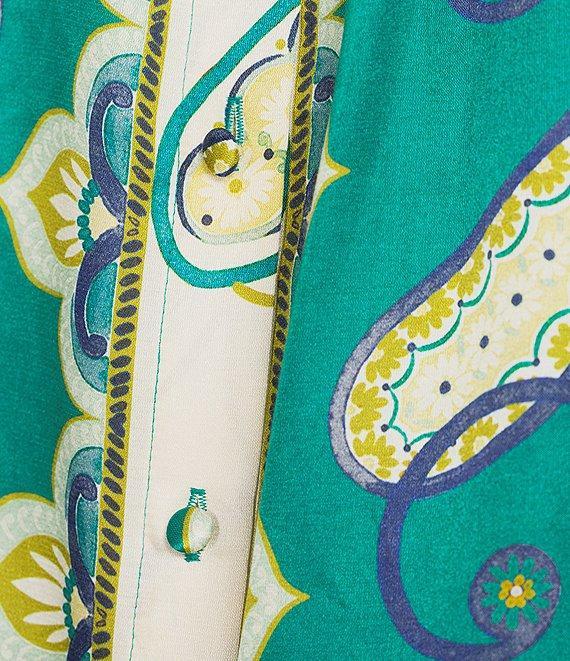 tyler boe Maeve Cabana Foulard Print Mandarin Collar 3/4 Sleeve Coordinating Top Product Image