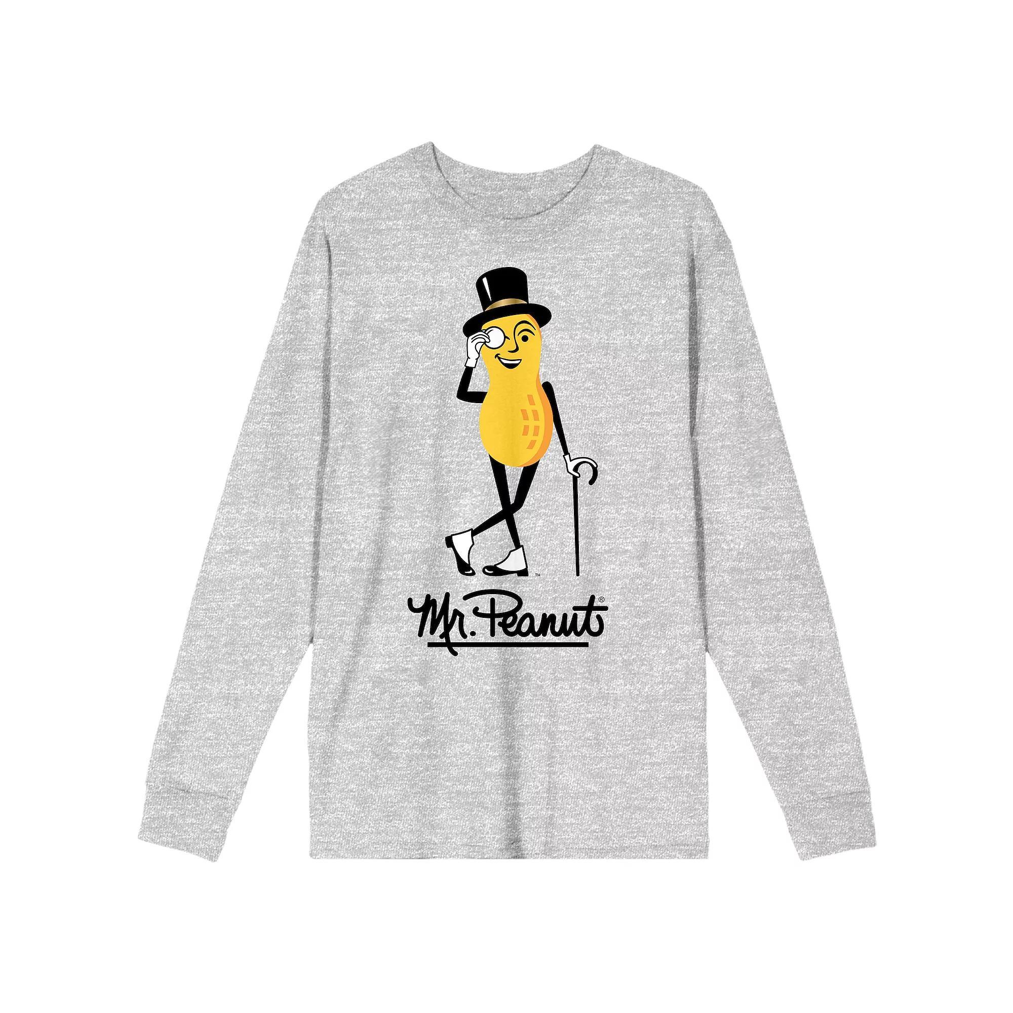 Men's Planters Mr. Peanut Long Sleeve Graphic Tee, Size: Large, Gray Product Image