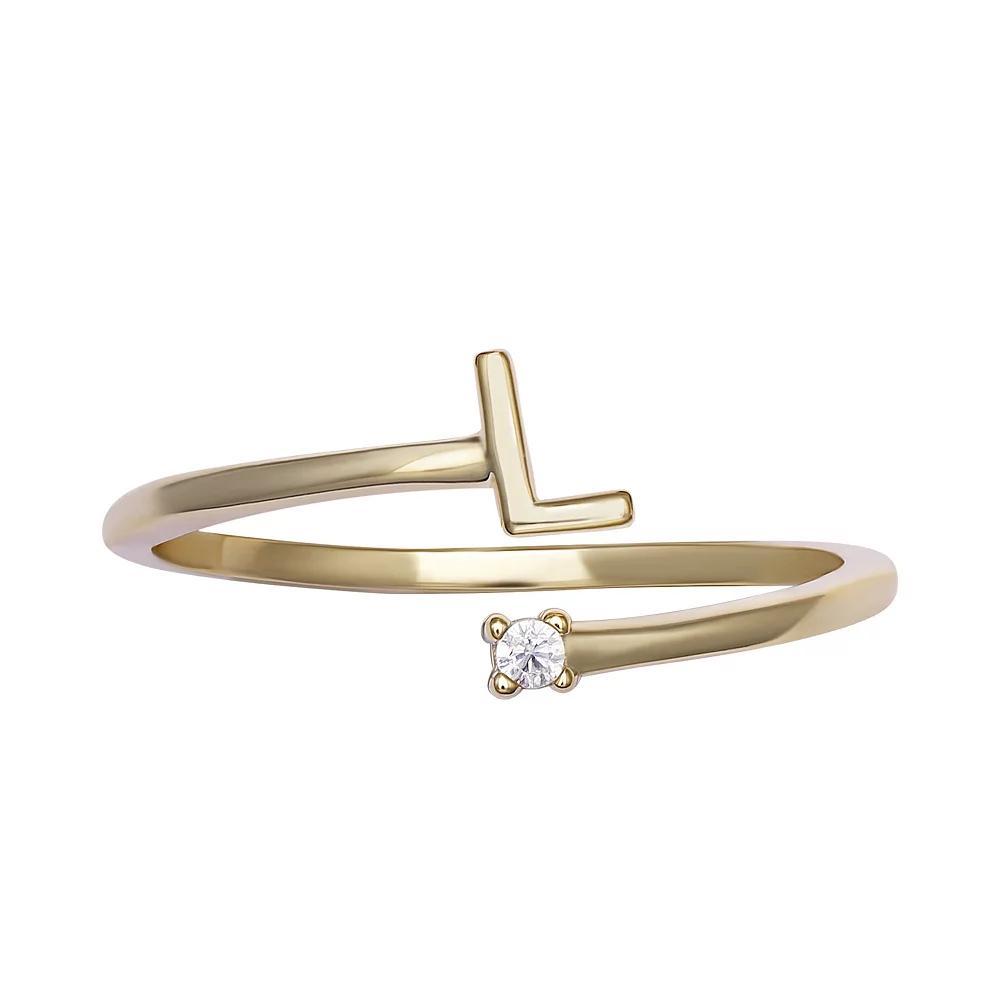 PRIMROSE Sterling Silver Cubic Zirconia Initial Bypass Band Ring, Womens Gold Tone I Product Image