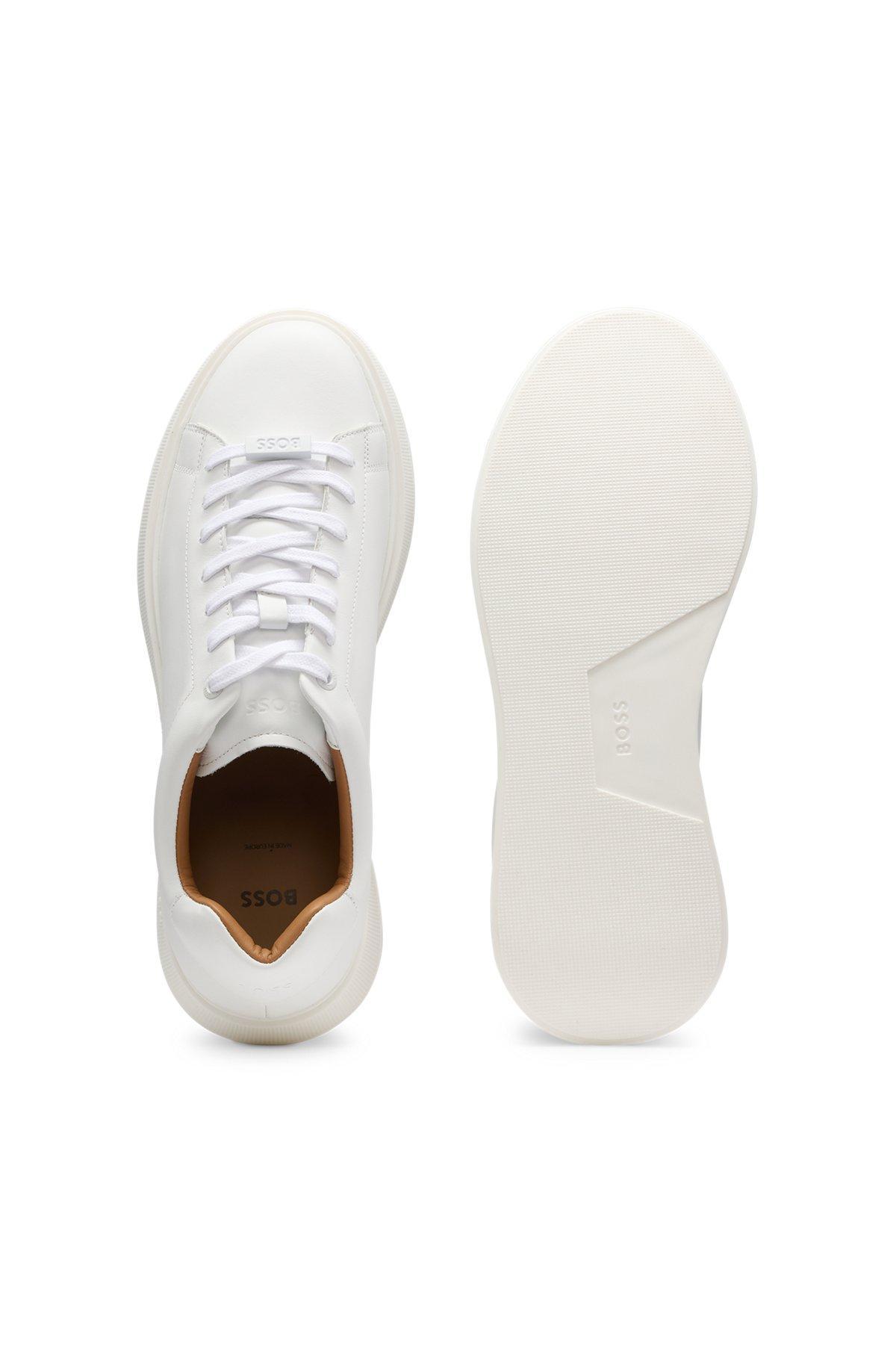 BOSS - Leather trainers with rubber outsole - White Product Image