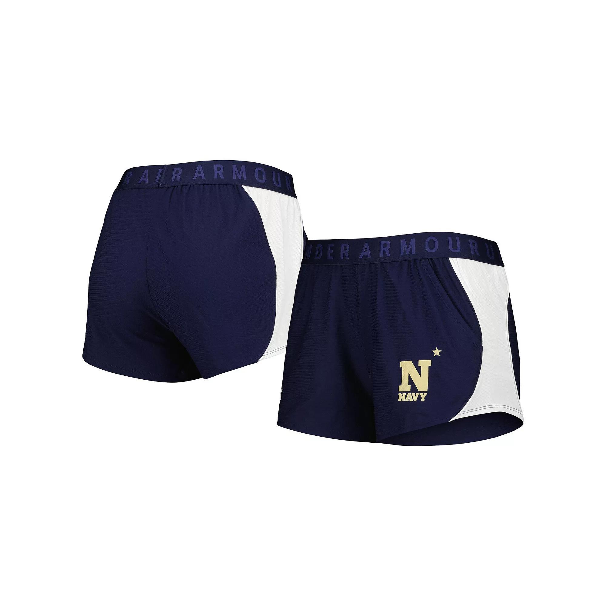 Women's Under Armour Navy/White Navy Midshipmen Game Day Tech Mesh Performance Shorts, Size: XL, Blue Product Image
