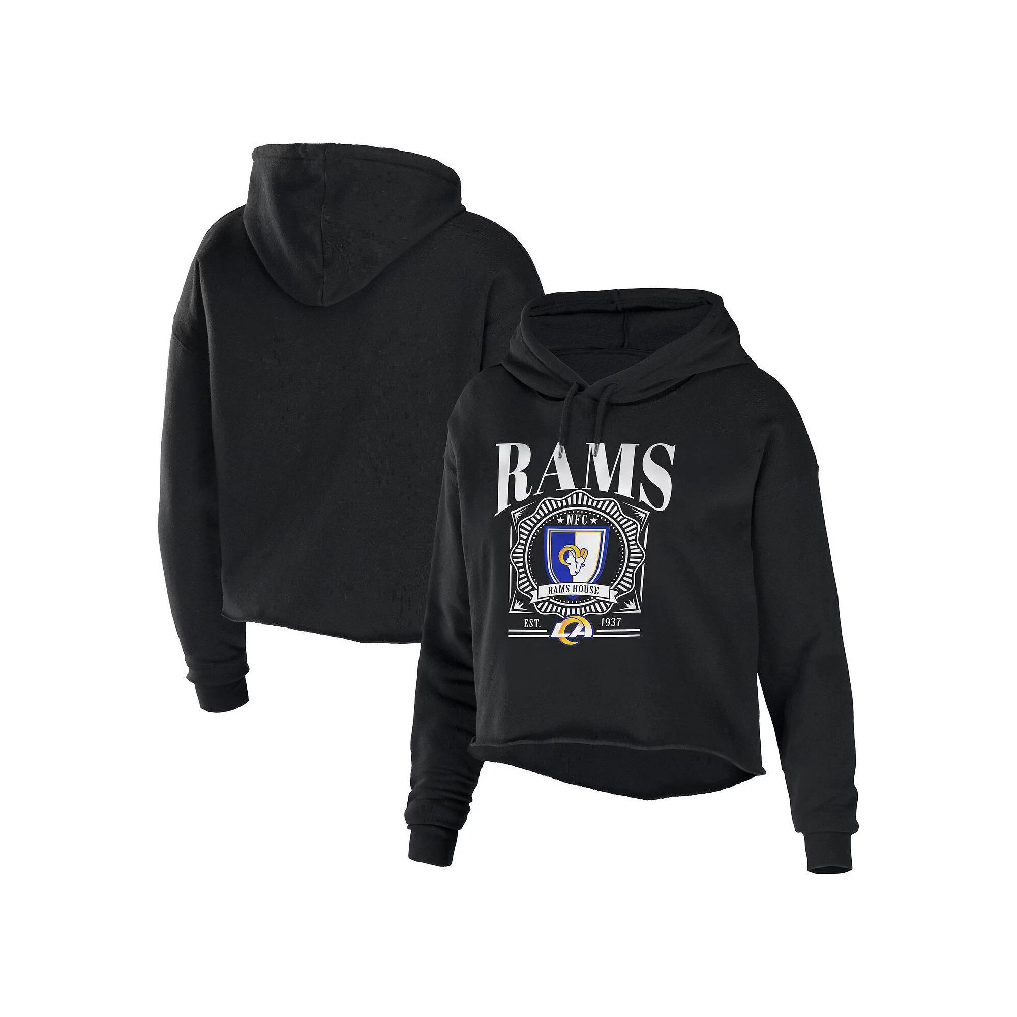 Women's WEAR by Erin Andrews Black Tennessee Titans Cropped Sponge Fleece Pullover Hoodie,  Product Image