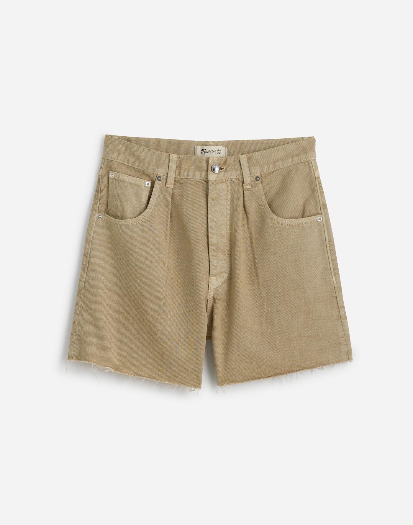 Pleated Low-Slung Denim Shorts: Airy Denim Edition Product Image