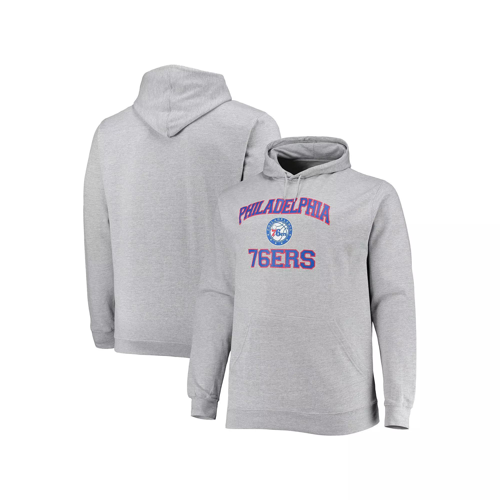 Men's Heathered Gray Philadelphia 76ers Big & Tall Heart & Soul Pullover Hoodie,  Product Image