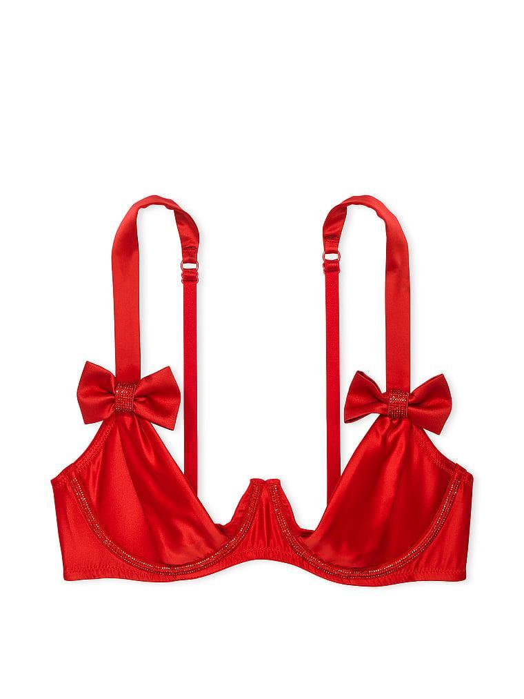 Wicked Twinkle Bows Satin Open-Cup Balconette Bra Product Image